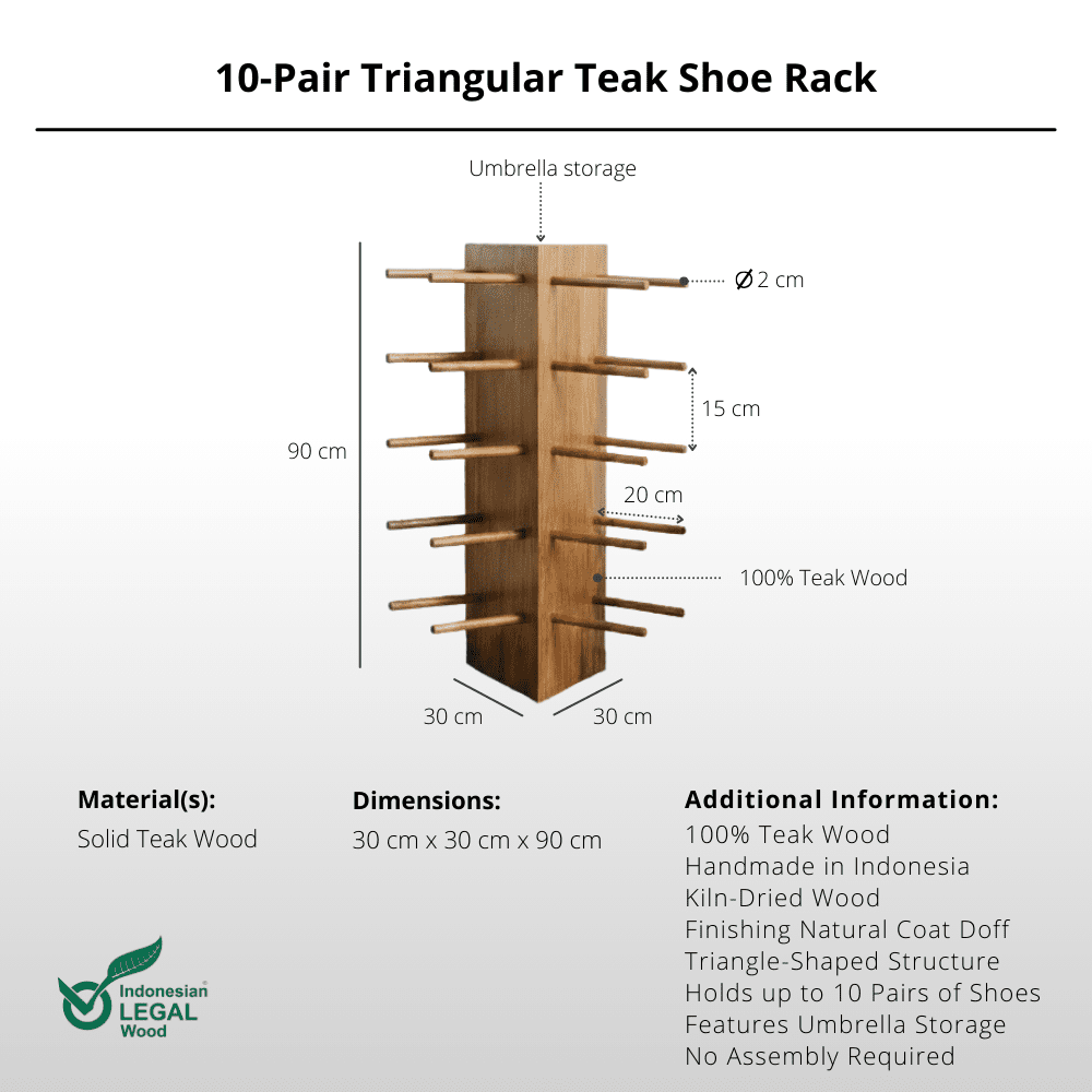 10 - Pair Triangular Teak Shoe Rack - Shoe Rack - Lagom Home Boutique