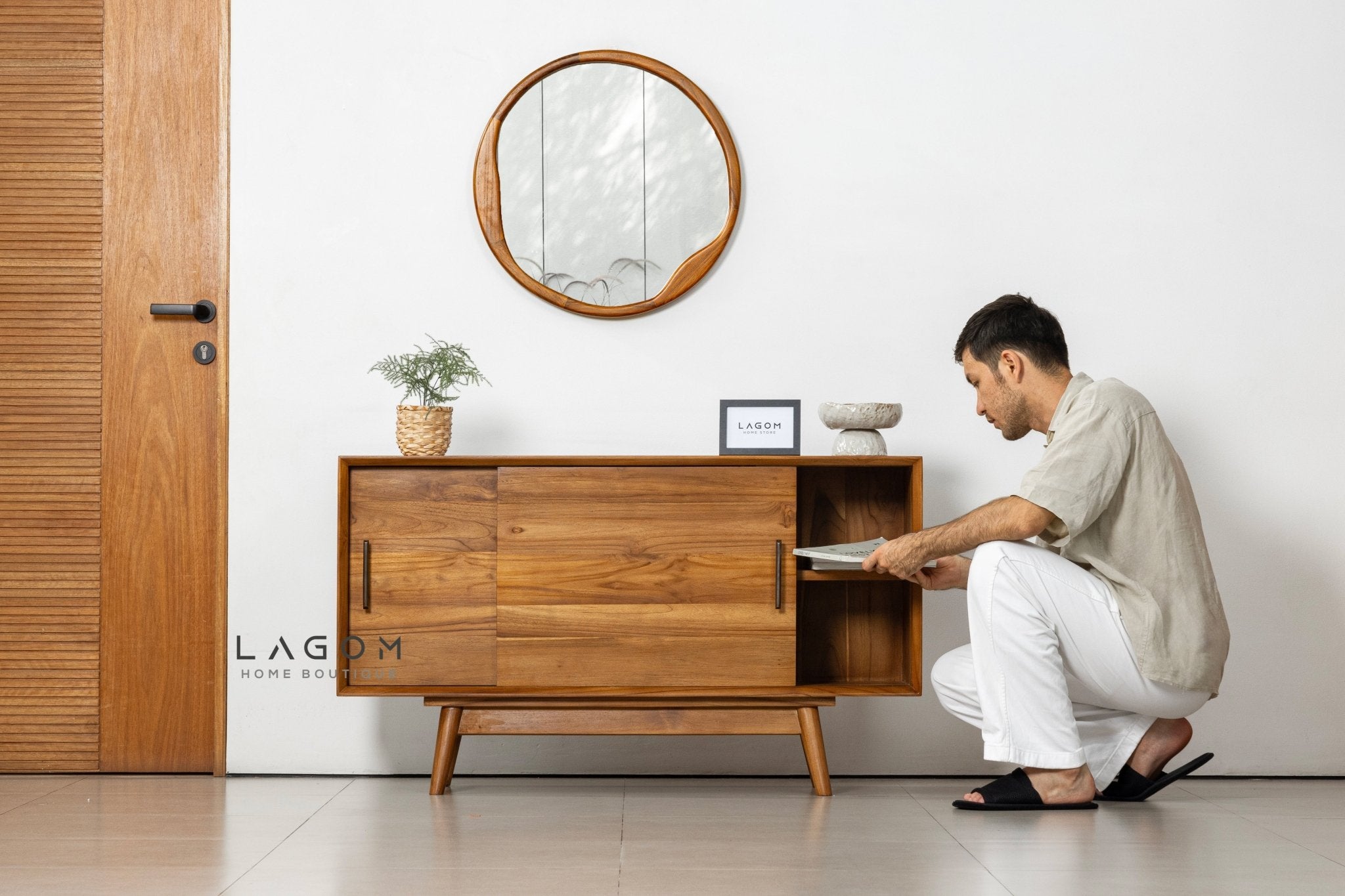 122 cm TV Cabinet & Console Table in Solid Teak - TV Cabinet - Lagom Home Boutique