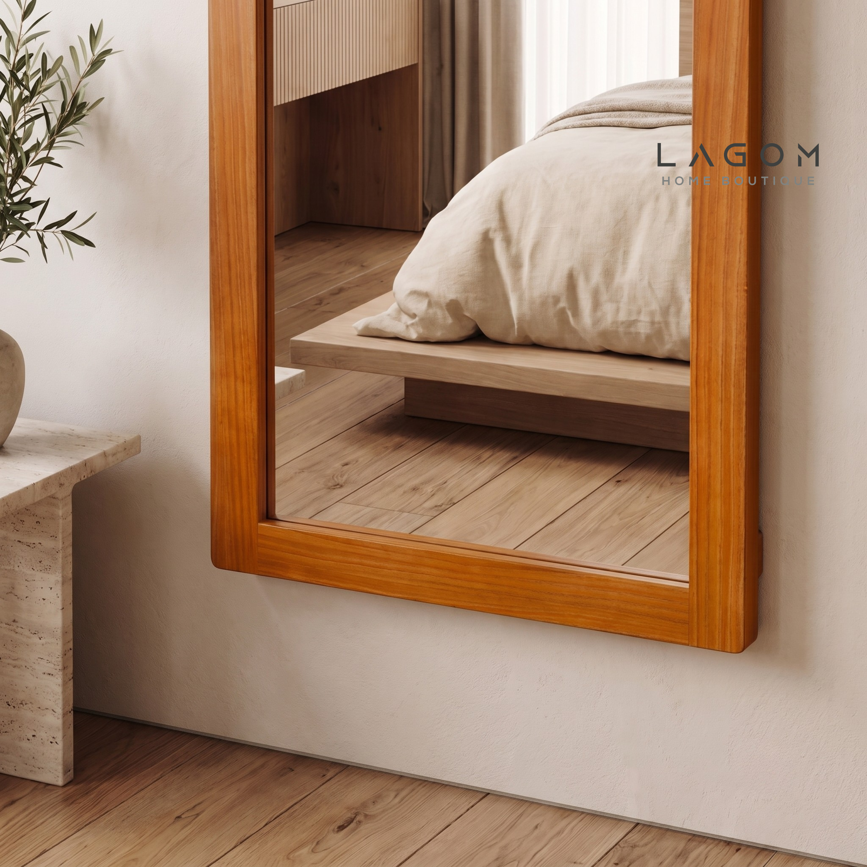 183 cm Teak Full-Body Mirror | Freestanding & Wall-Mounted
