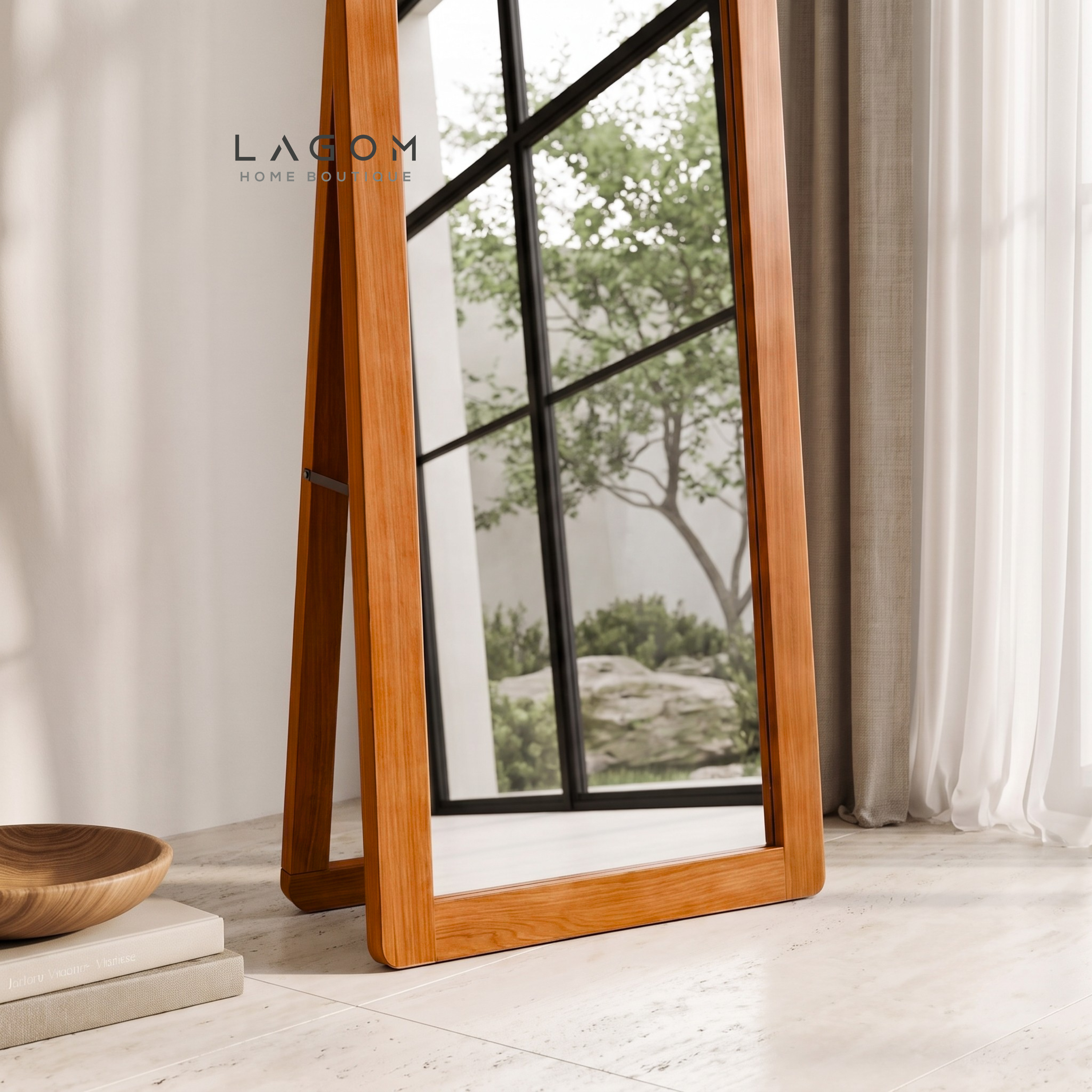 183 cm Teak Full-Body Mirror | Freestanding & Wall-Mounted