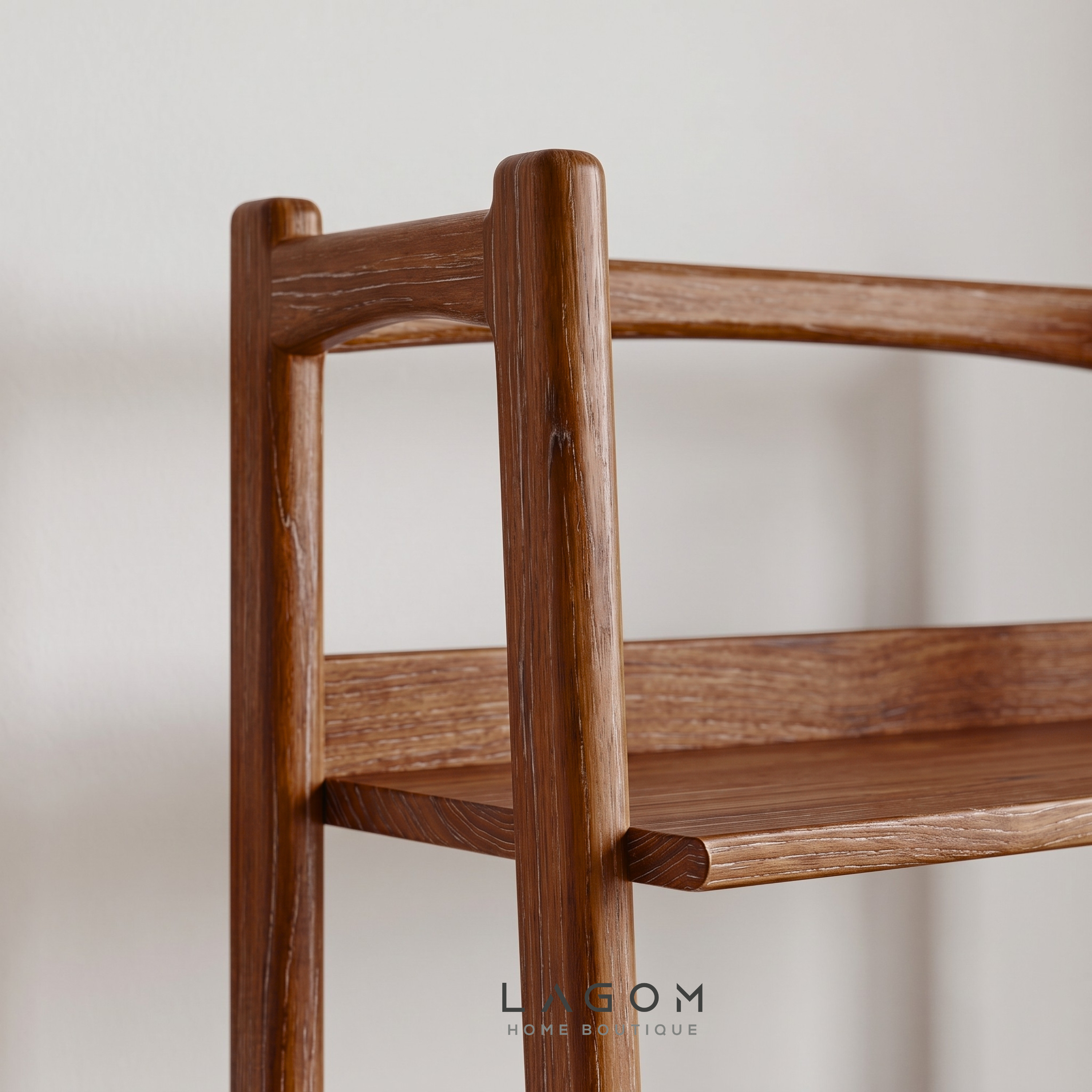 Solid Teak Display Shelf with 3 Tiers & Drawer