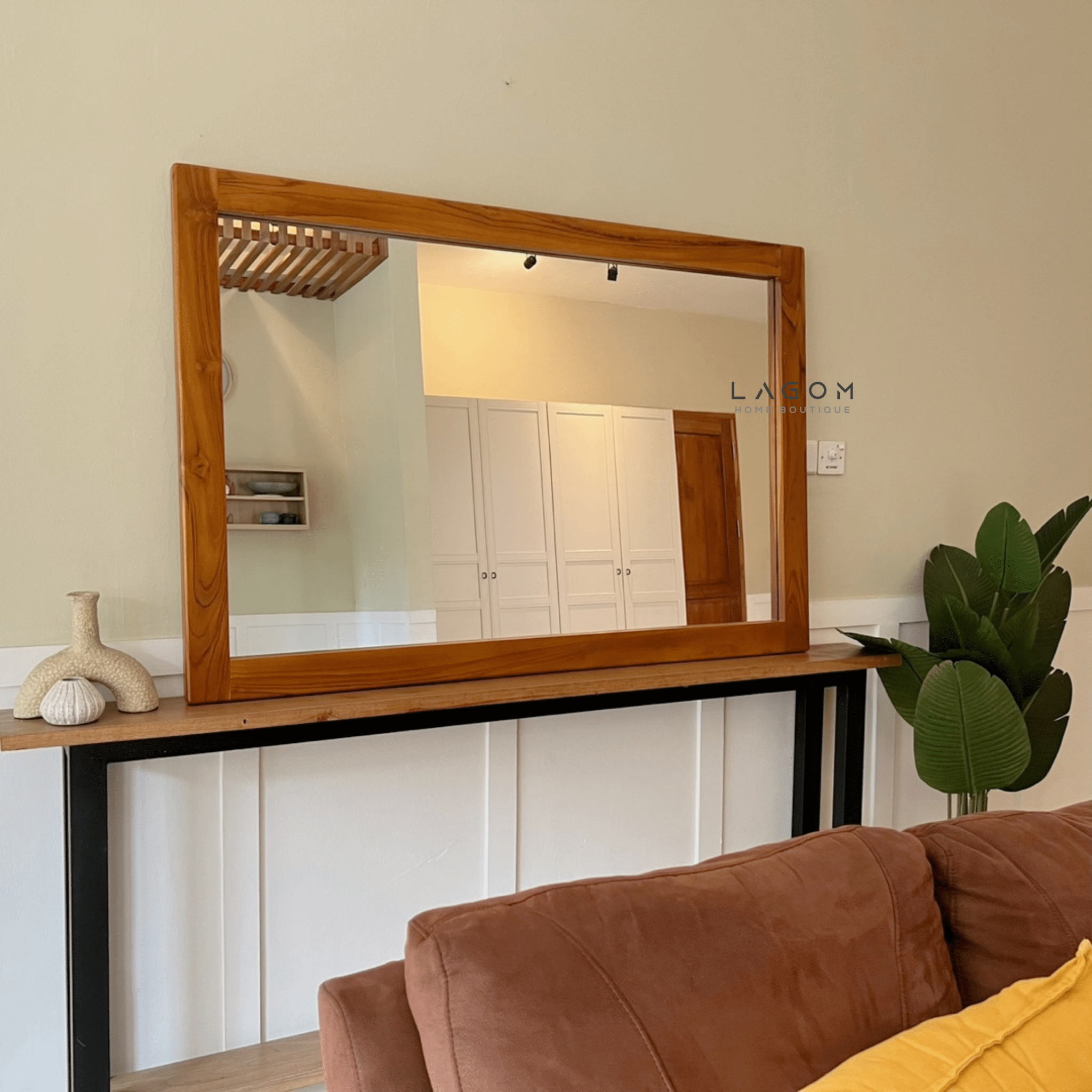 150 cm Rectangular Teak Wood Mirror - Mirror - Lagom Home Boutique
