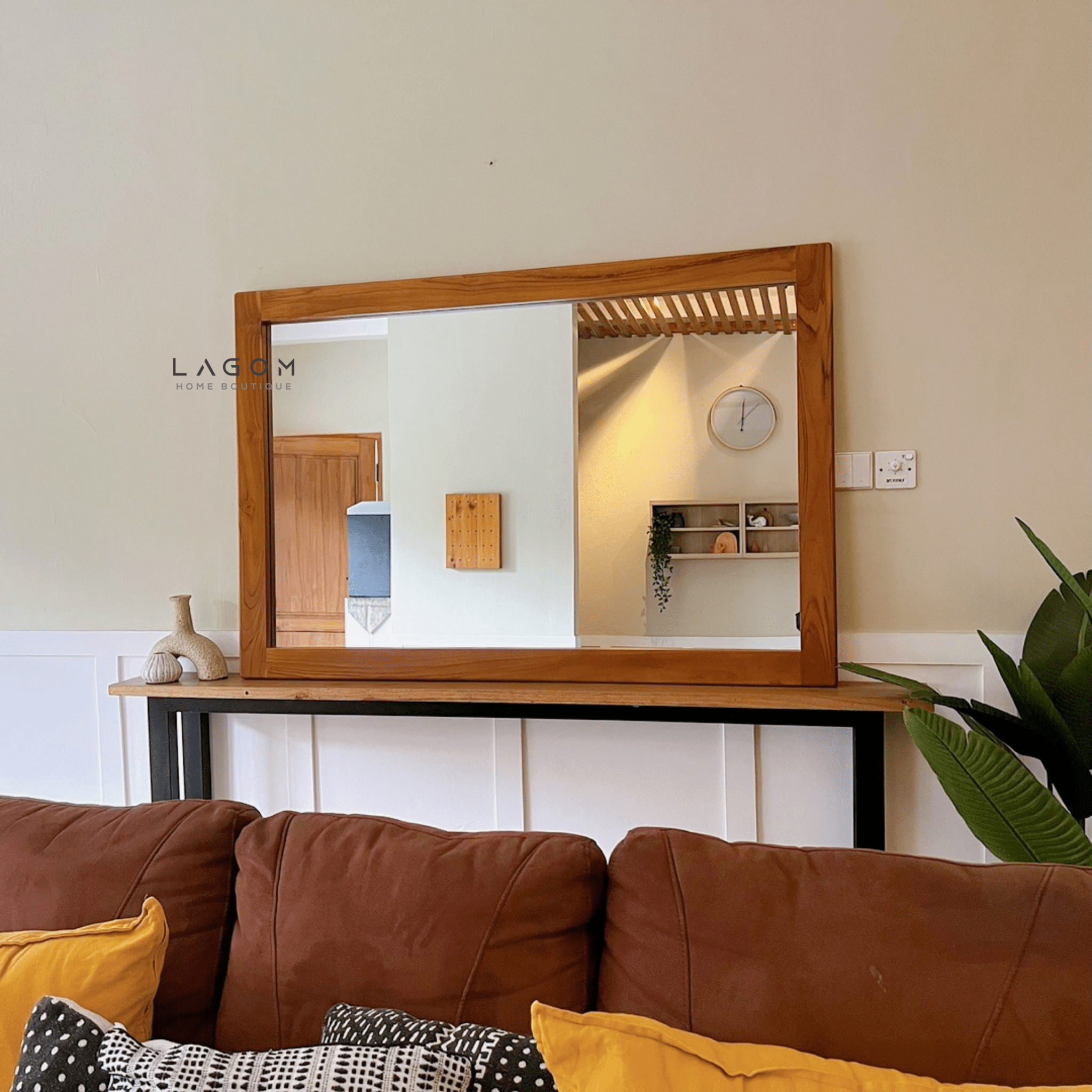 150 cm Rectangular Teak Wood Mirror - Mirror - Lagom Home Boutique