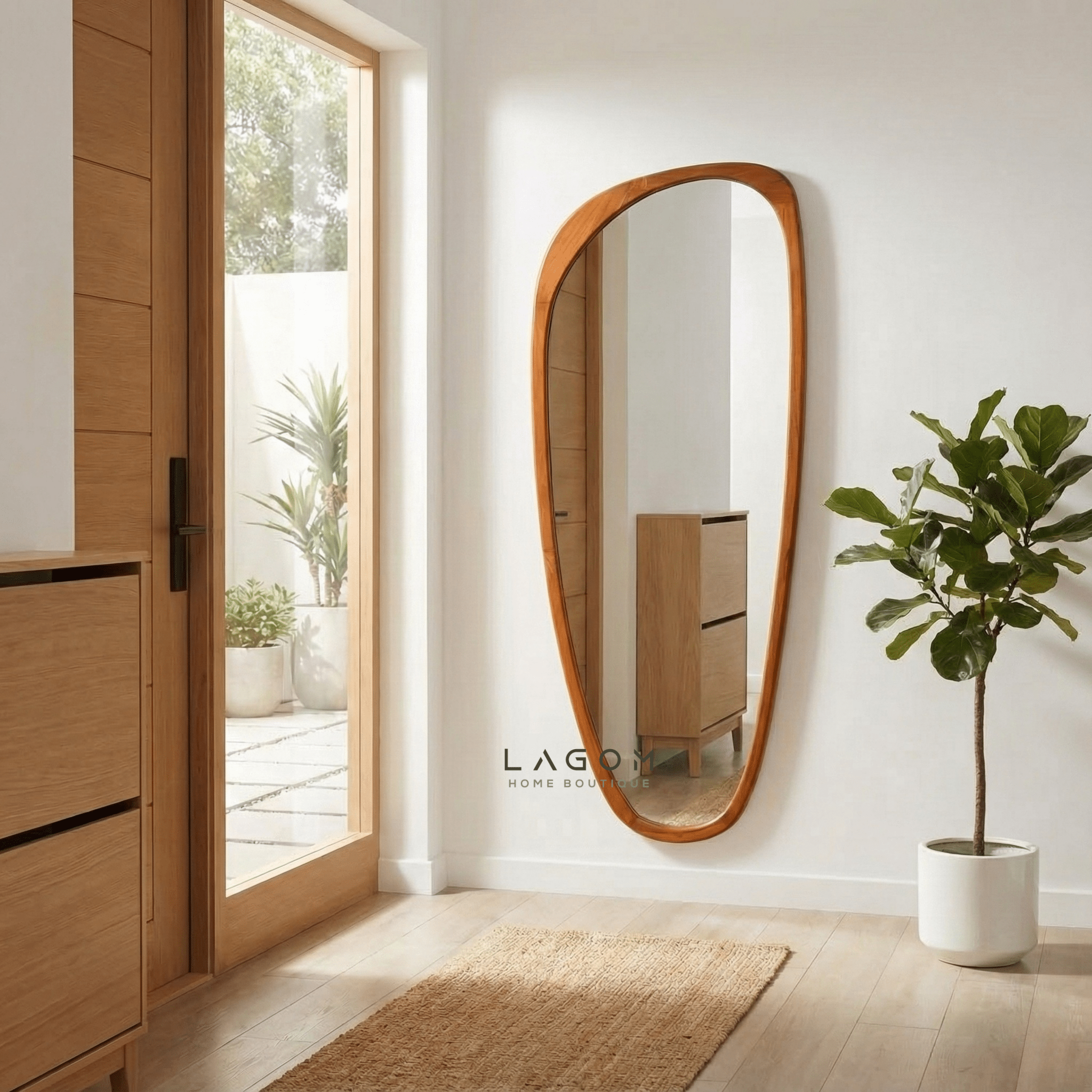 167 cm Full - Body Teak Wall Mirror - Mirror - Lagom Home Boutique