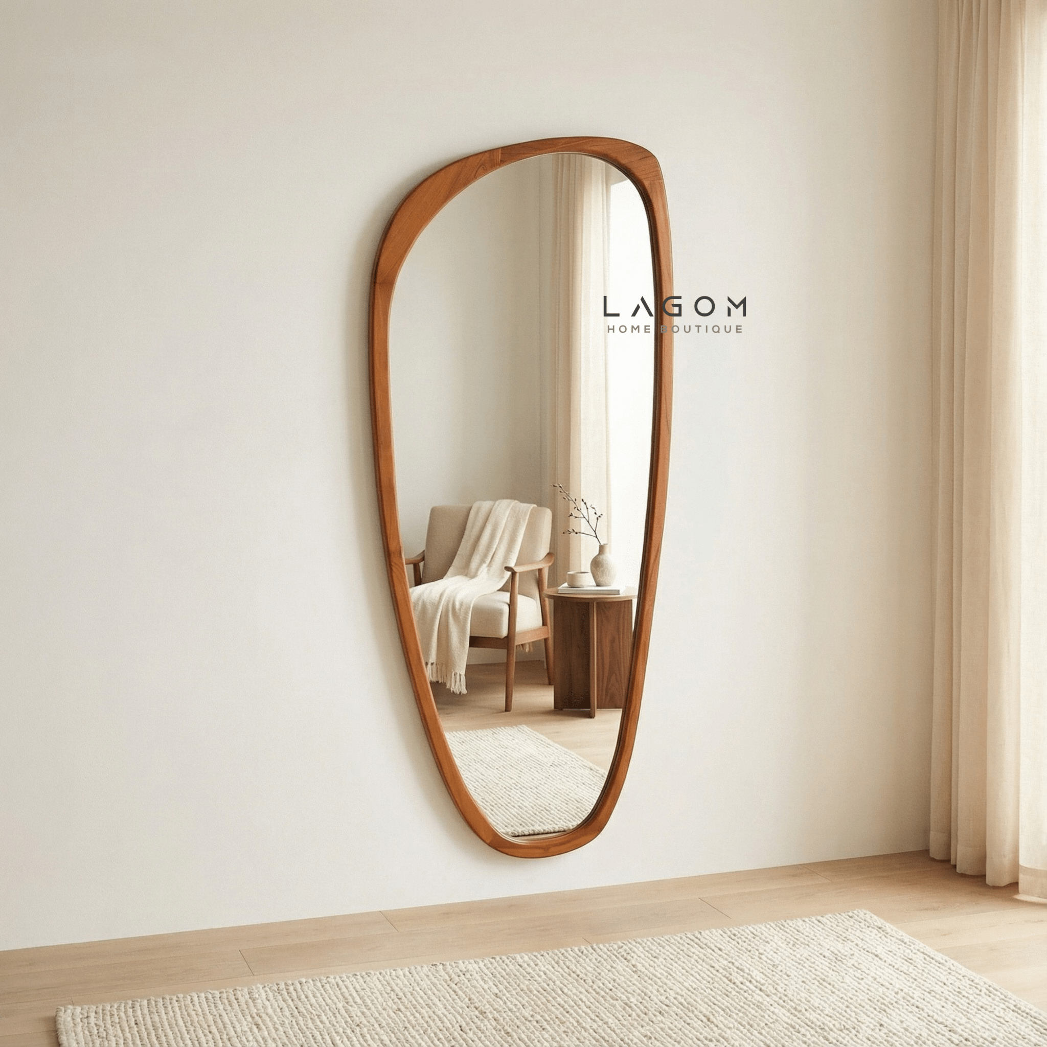 167 cm Full - Body Teak Wall Mirror - Mirror - Lagom Home Boutique