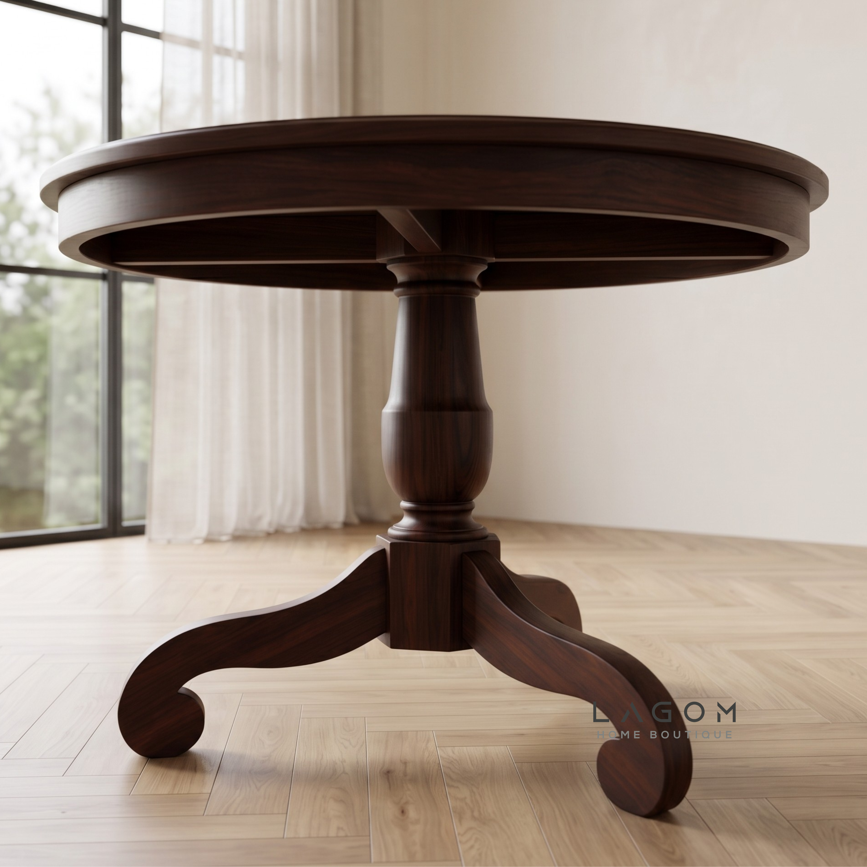 Solid Teak Round Pedestal Table