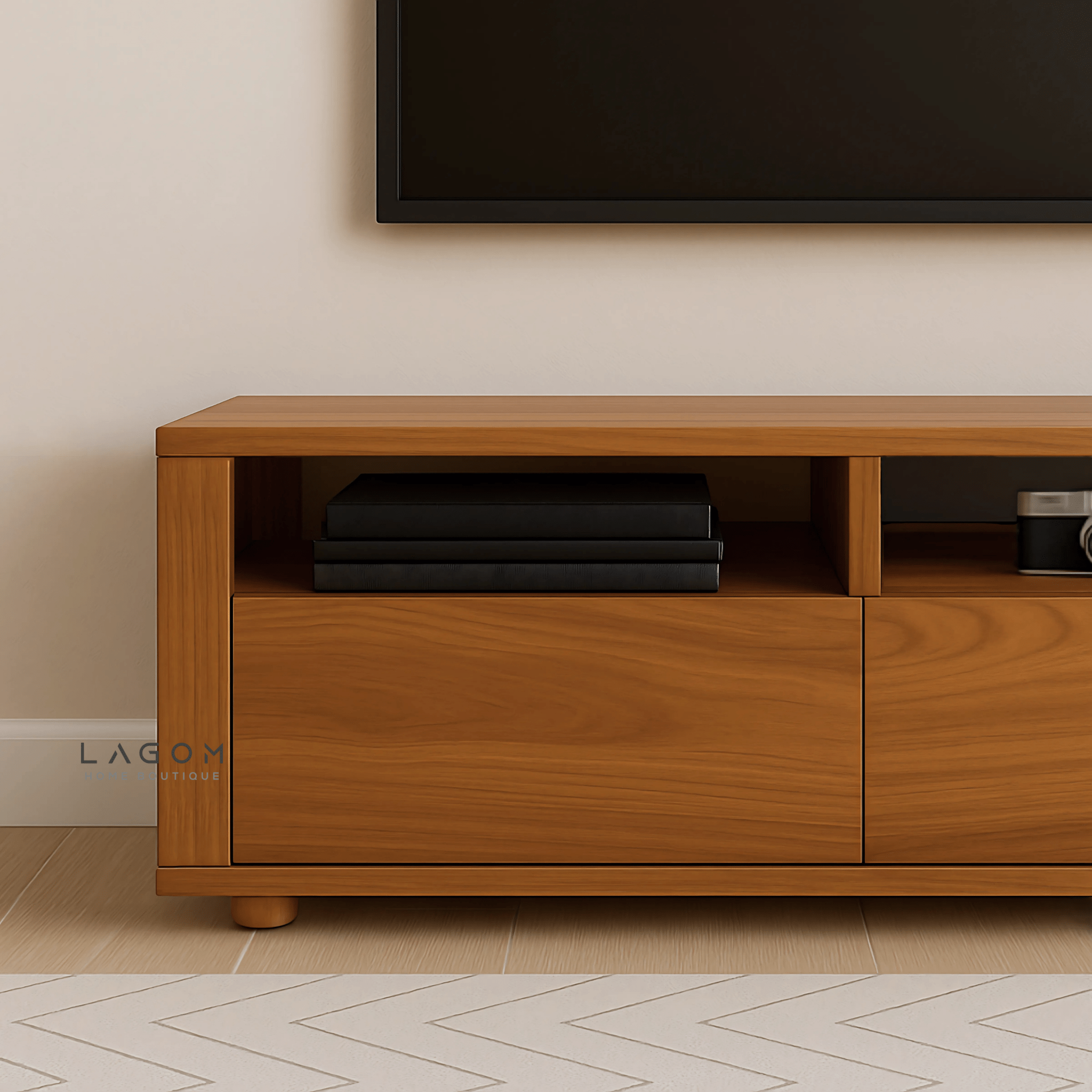 180 cm Solid Teak Wood TV Stand - TV Cabinet - Lagom Home Boutique