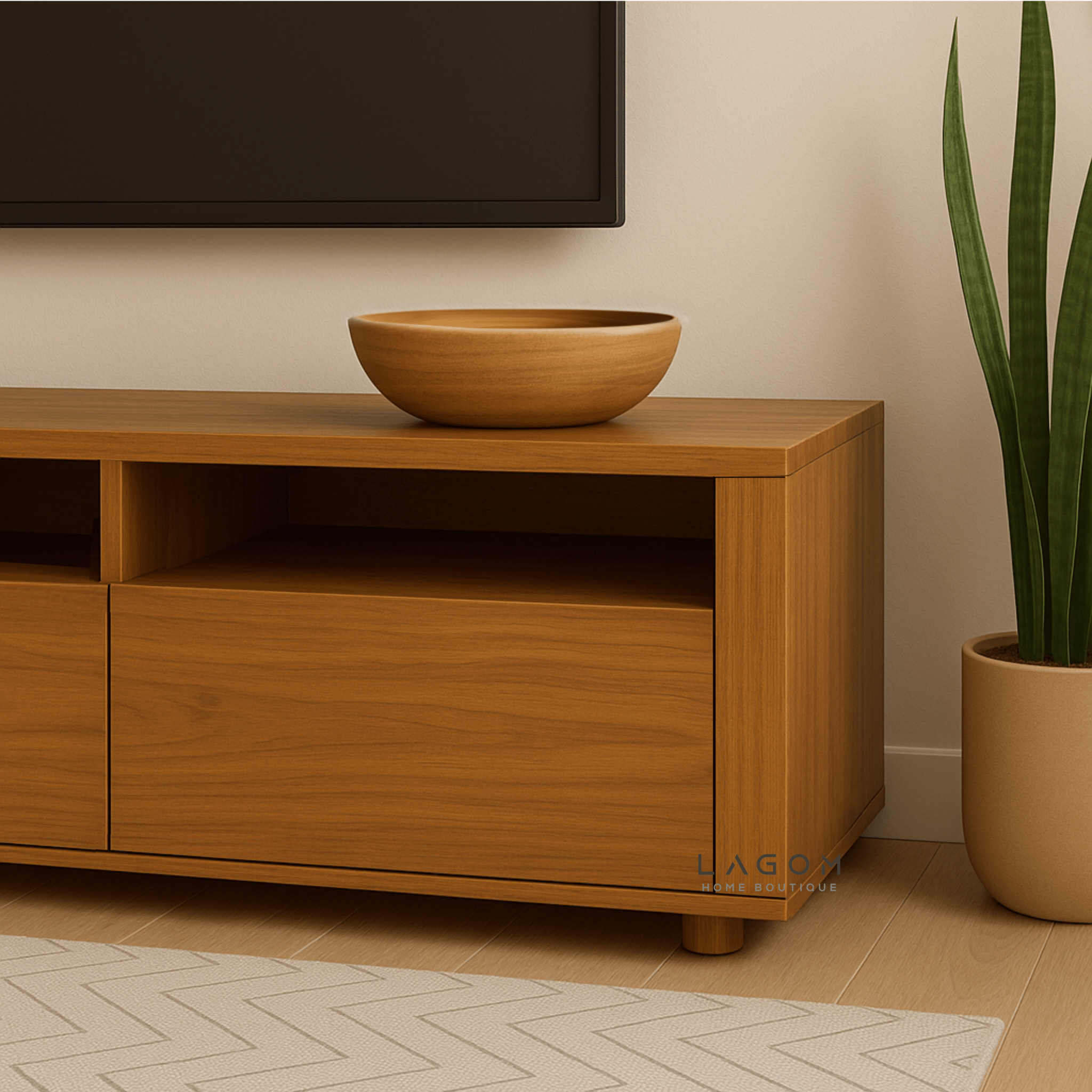 180 cm Solid Teak Wood TV Stand - TV Cabinet - Lagom Home Boutique