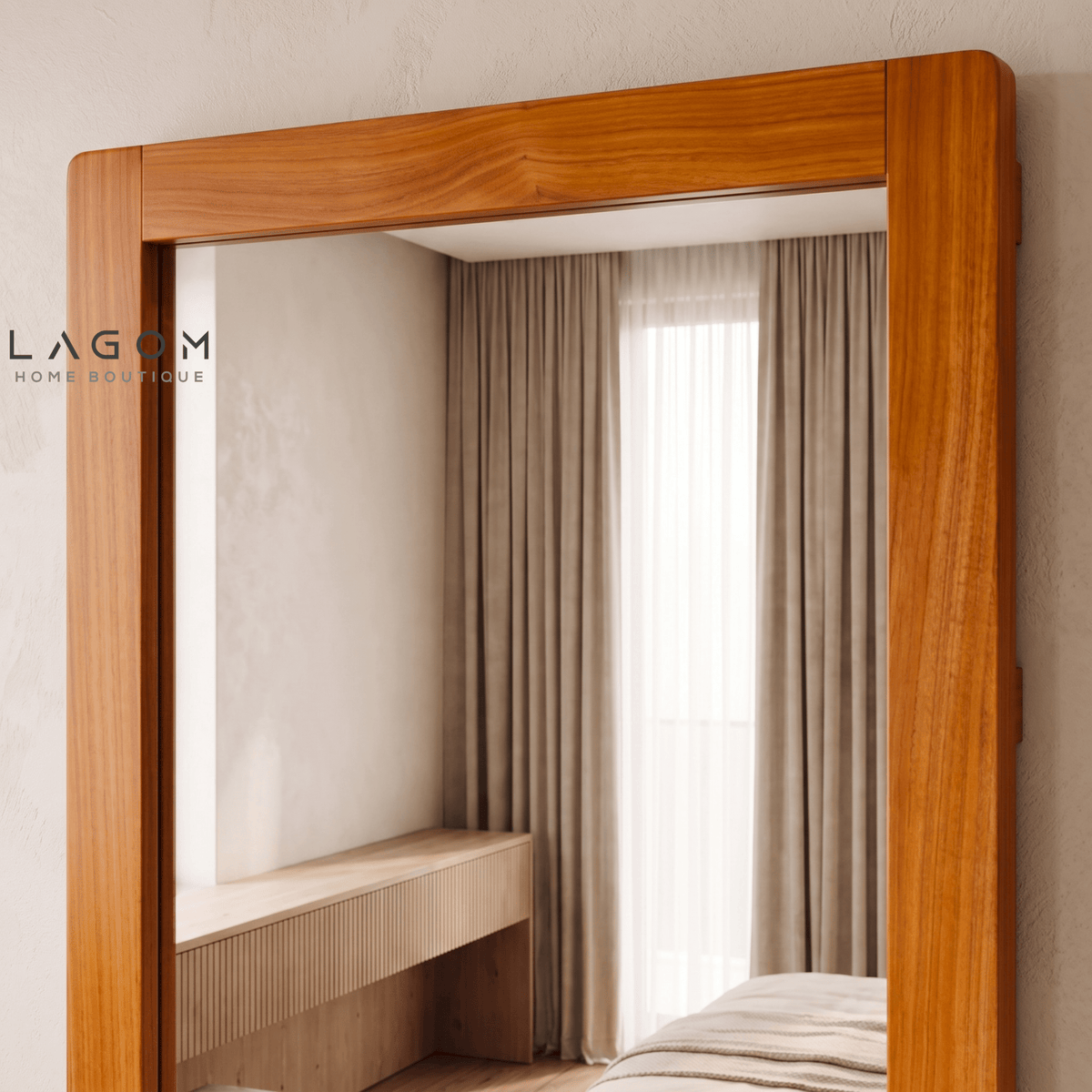 183 cm Teak Full-Body Mirror | Freestanding & Wall-Mounted-Mirror-Lagom Home Boutique