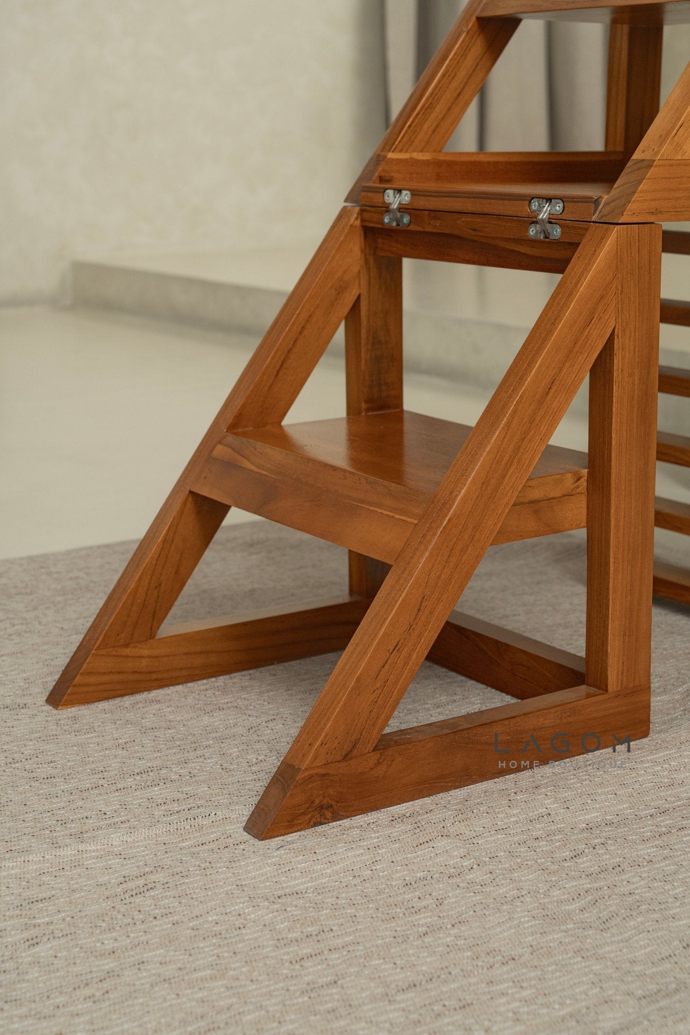 2 - in - 1 Teak Wood Step Stool & Chair - Smart & Sturdy Design - Step Stool - Lagom Home Boutique