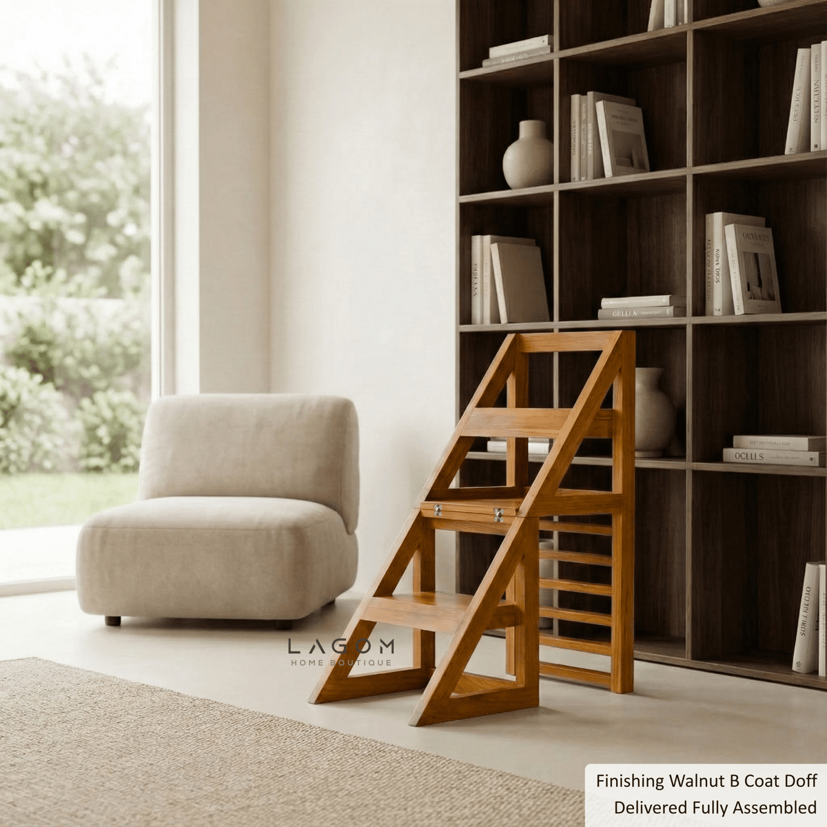 2-in-1 Teak Wood Step Stool & Chair - Sturdy Design-Step Stool-Lagom Home Boutique