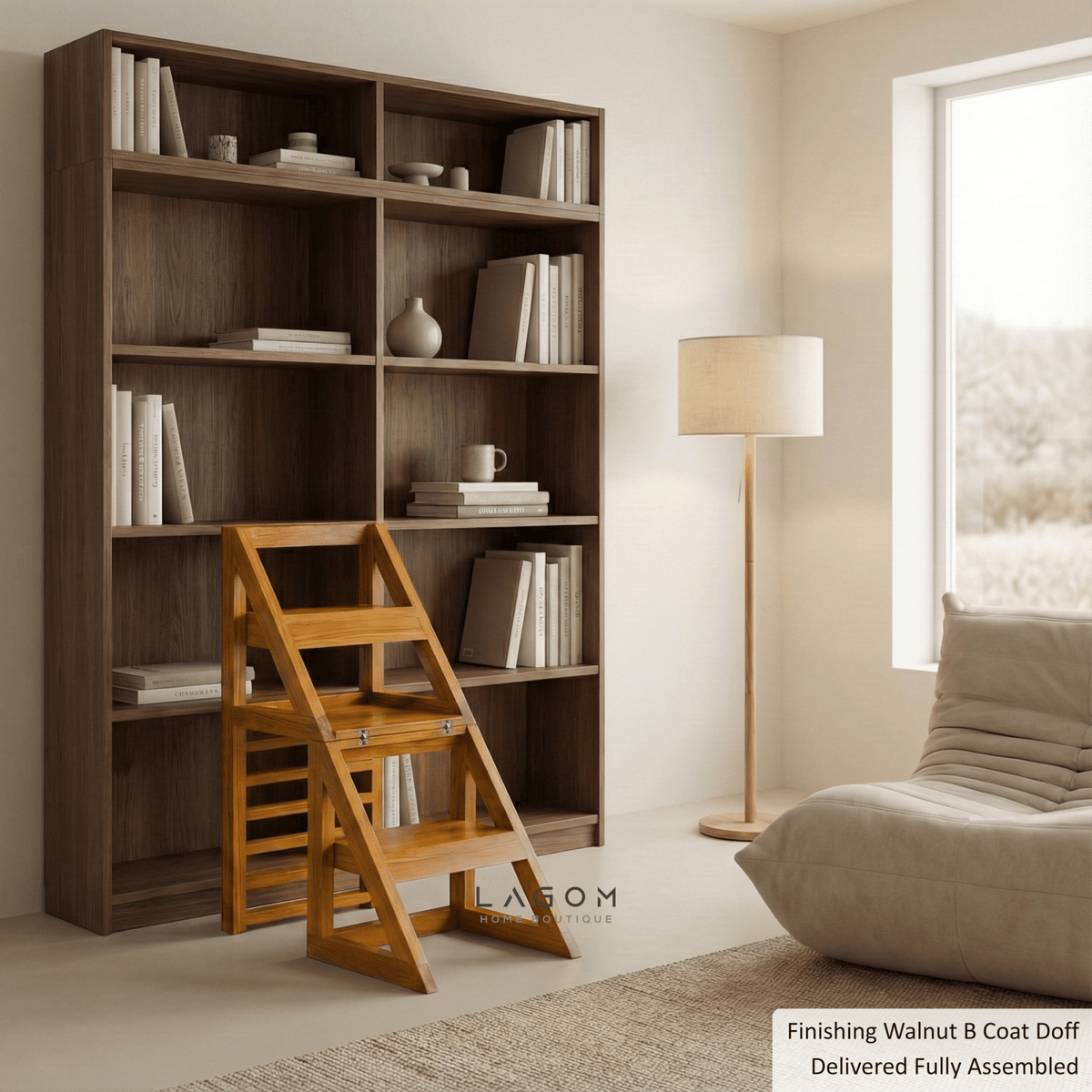 2-in-1 Teak Wood Step Stool & Chair - Sturdy Design-Step Stool-Lagom Home Boutique
