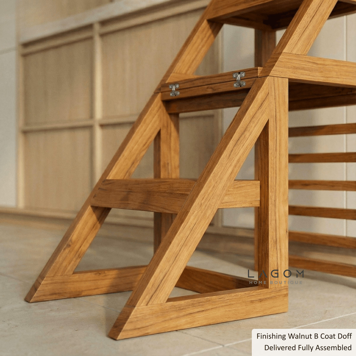 2-in-1 Teak Wood Step Stool & Chair - Sturdy Design-Step Stool-Lagom Home Boutique