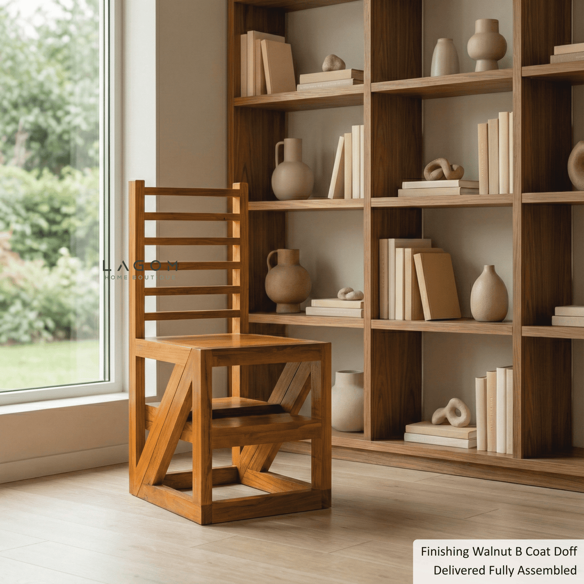 2-in-1 Teak Wood Step Stool & Chair - Sturdy Design-Step Stool-Lagom Home Boutique