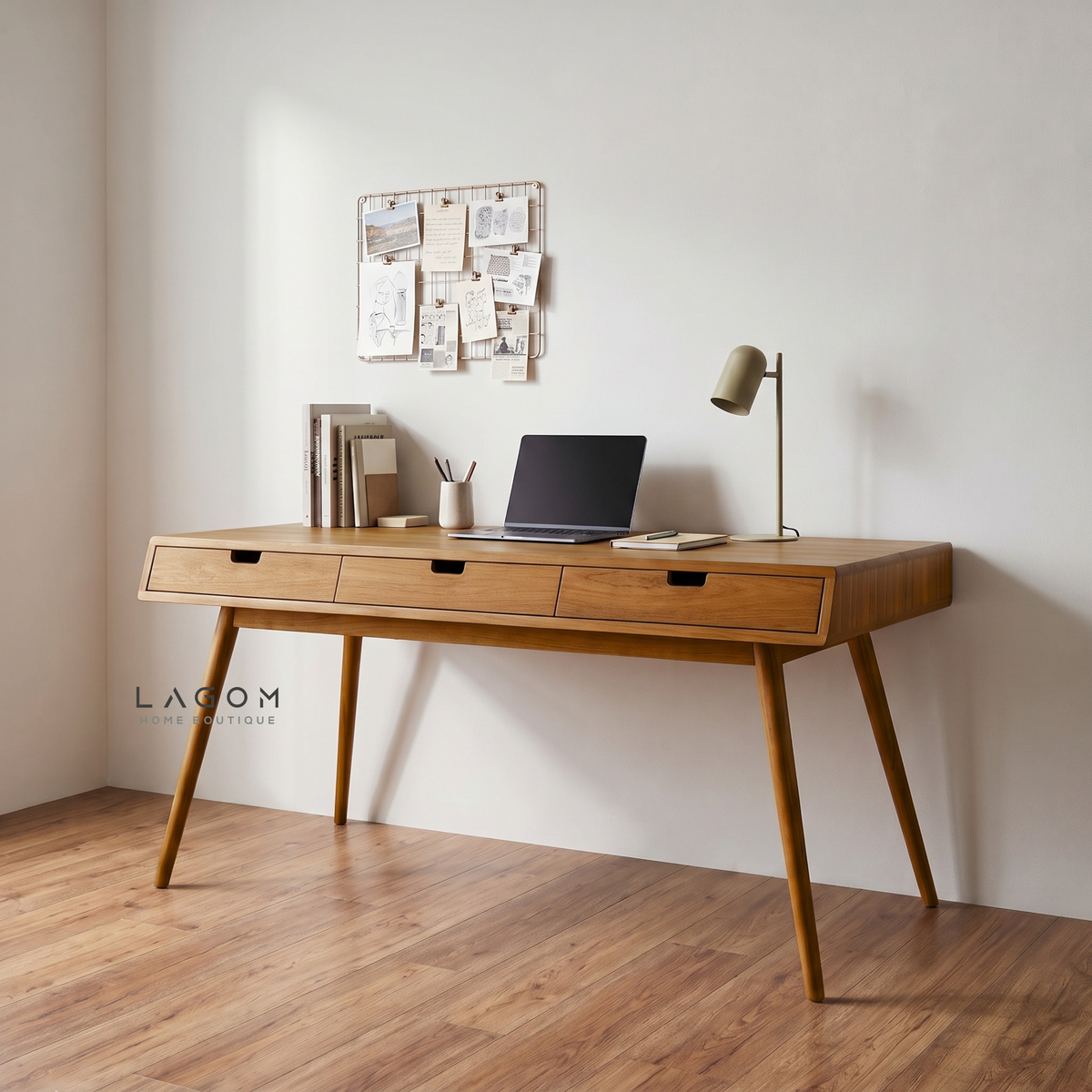 Minimalist Desk in Solid Teak Wood