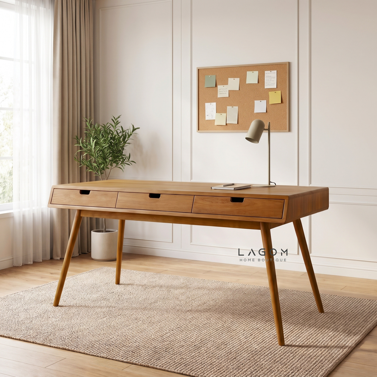 Minimalist Desk in Solid Teak Wood