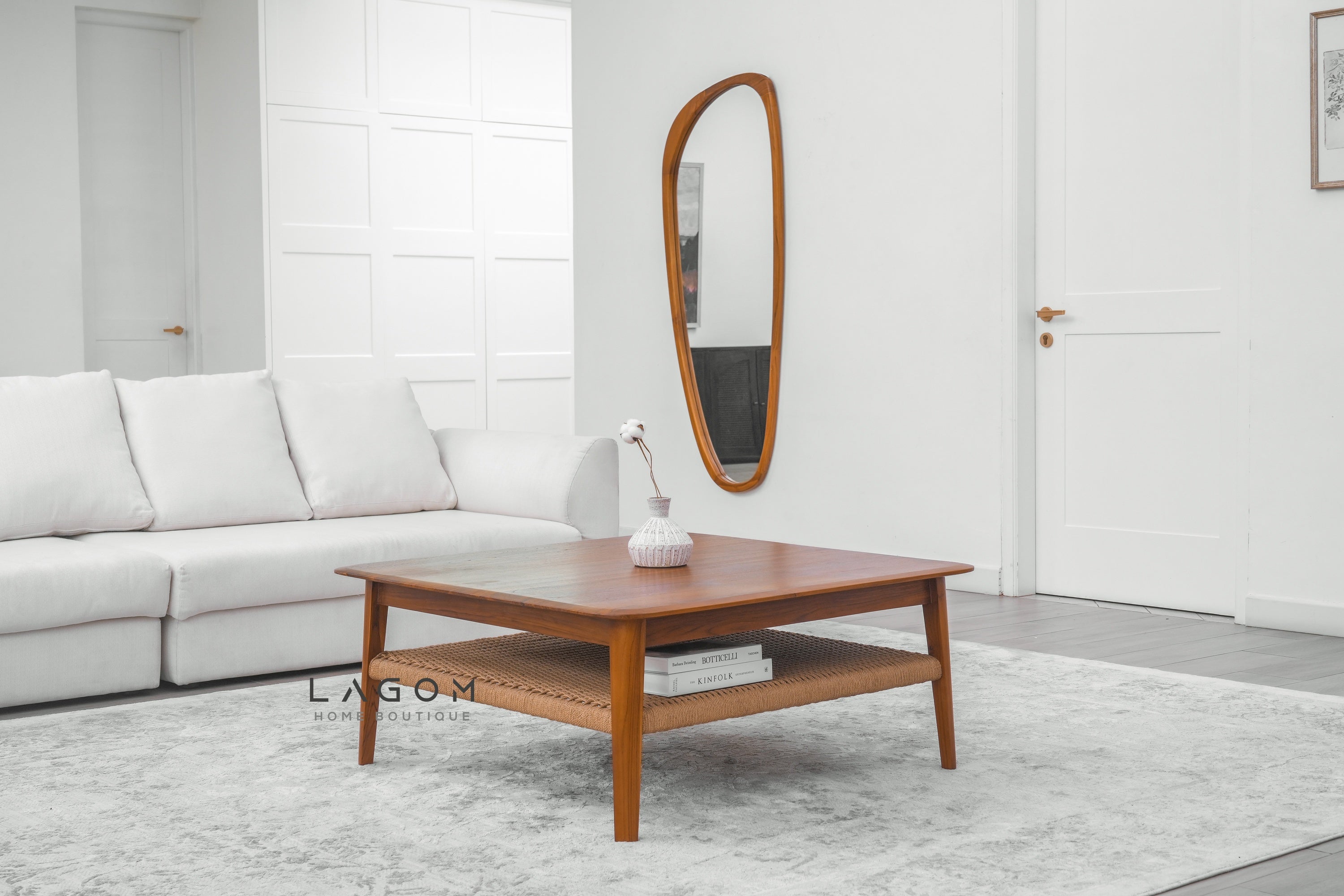 Square Coffee Table in Premium Teak & Loom