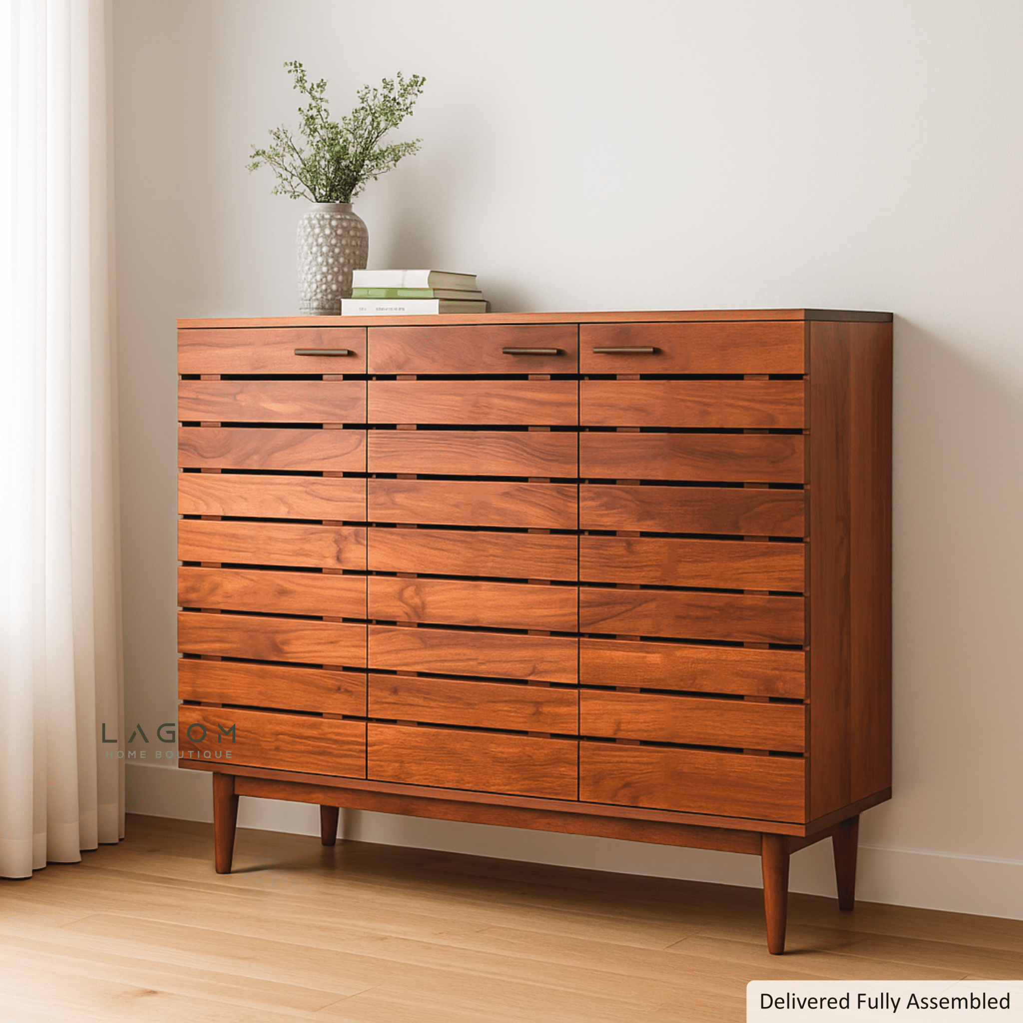 24 - Pair Teak Shoe Cabinet with 3 Doors - Shoe Rack - Lagom Home Boutique