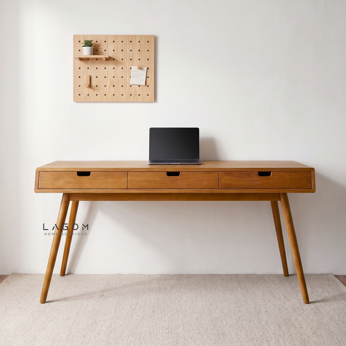 Minimalist Desk in Solid Teak Wood