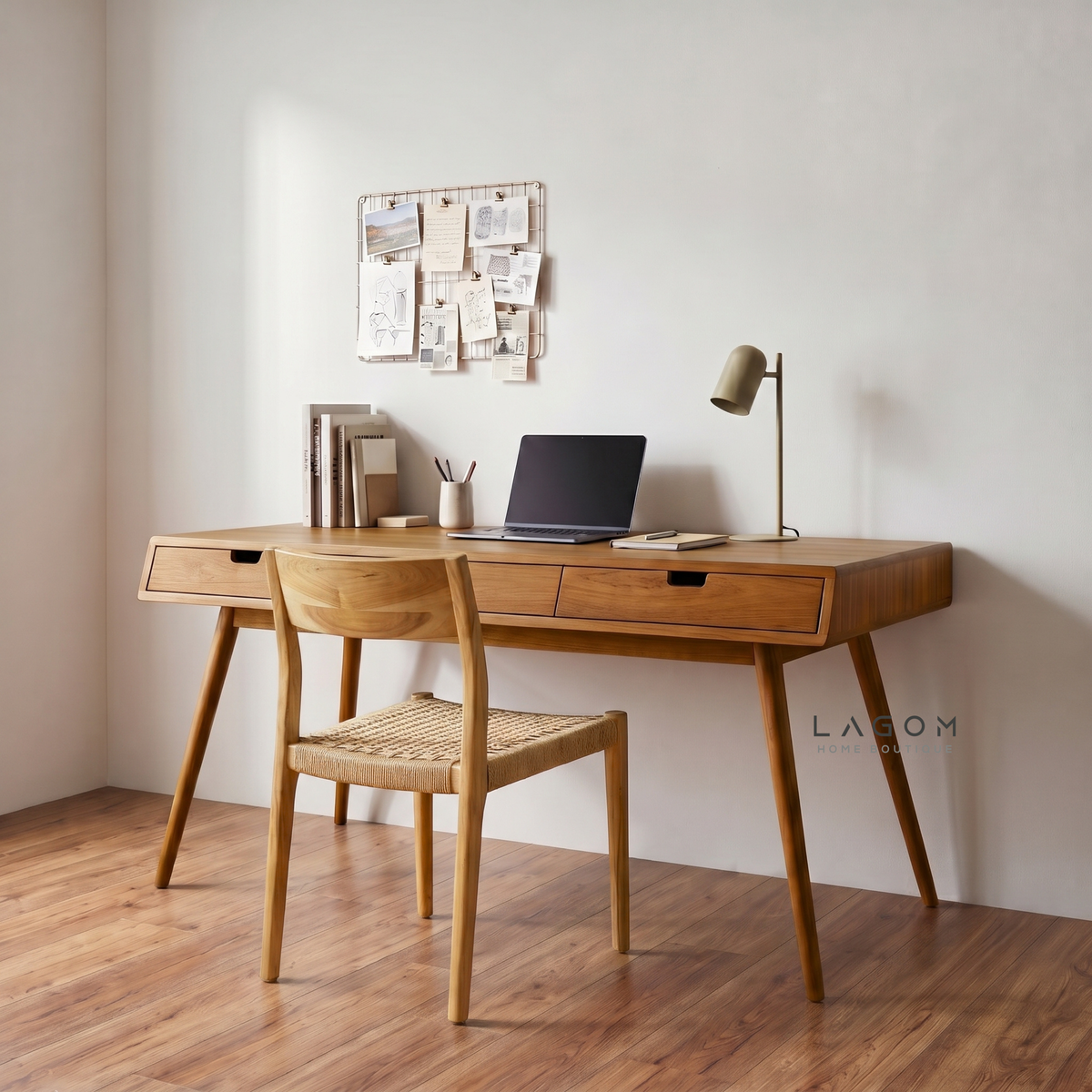 Minimalist Desk in Solid Teak Wood