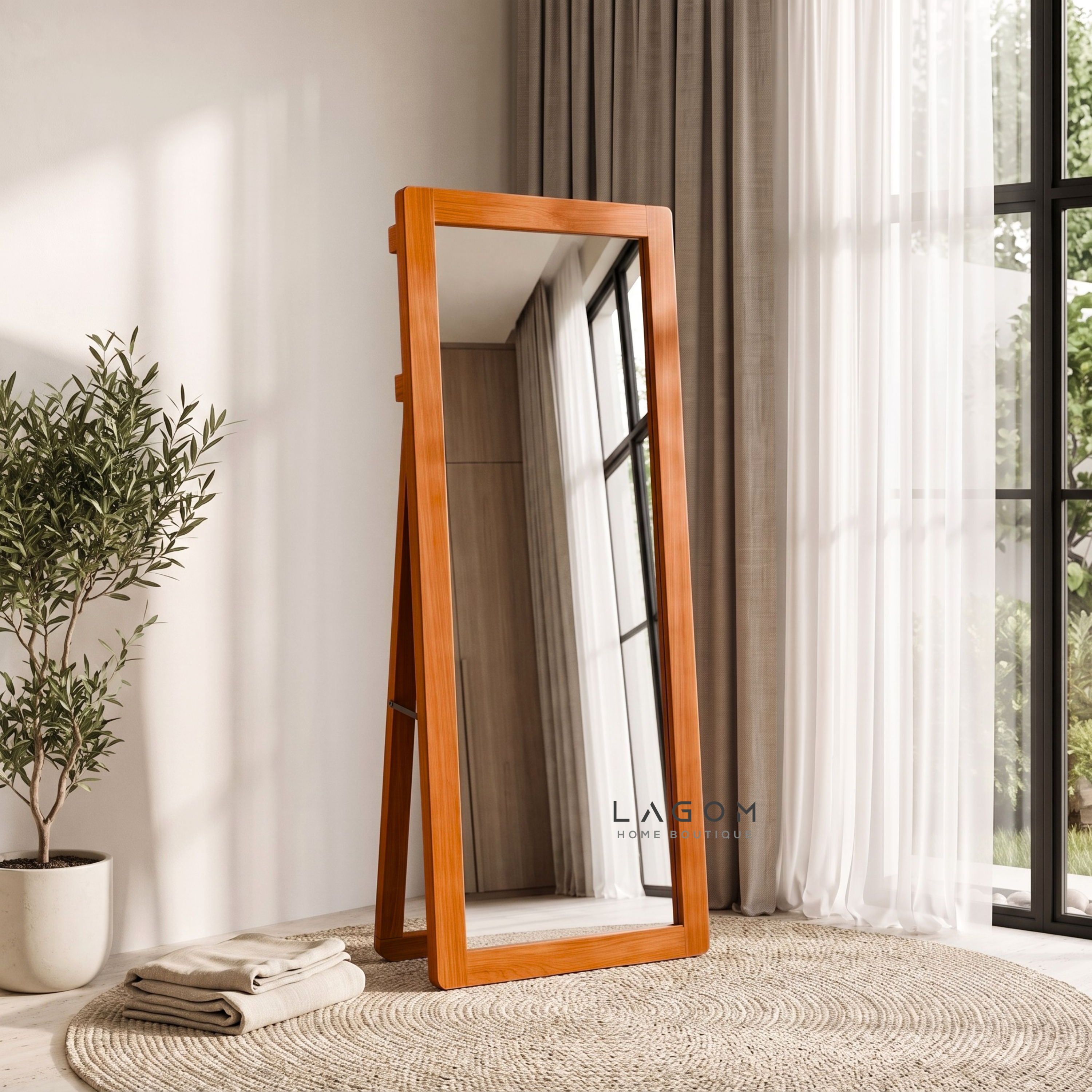 183 cm Teak Full-Body Mirror | Freestanding & Wall-Mounted