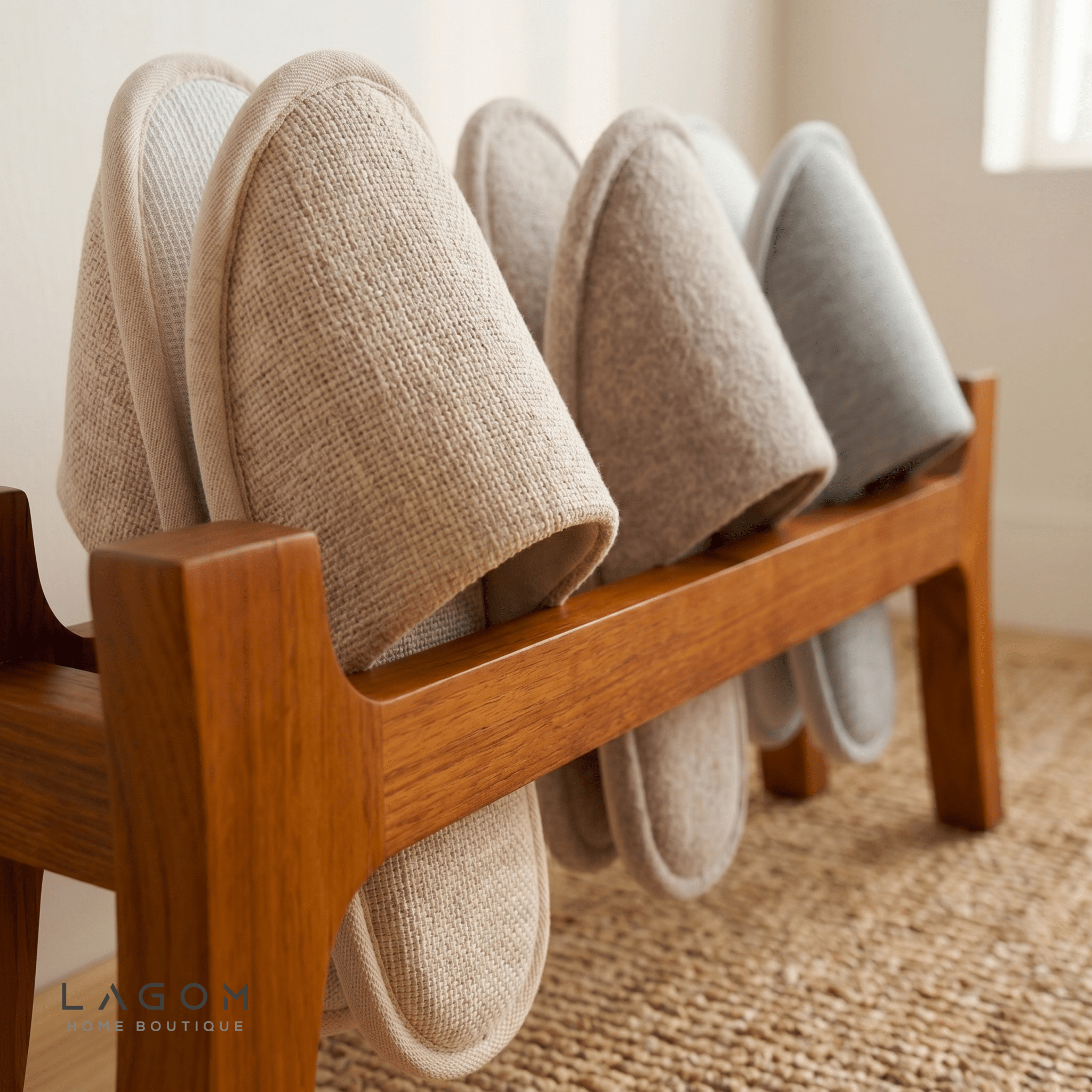 3 - Pair Teak Sandal/Slipper Rack - Shoe Rack - Lagom Home Boutique