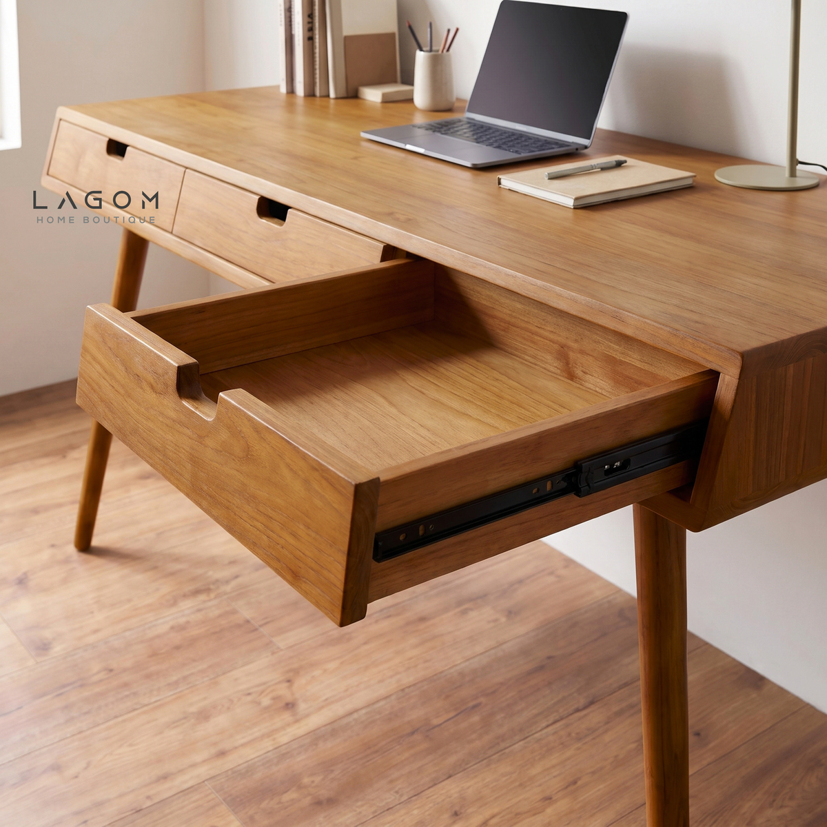 Minimalist Desk in Solid Teak Wood