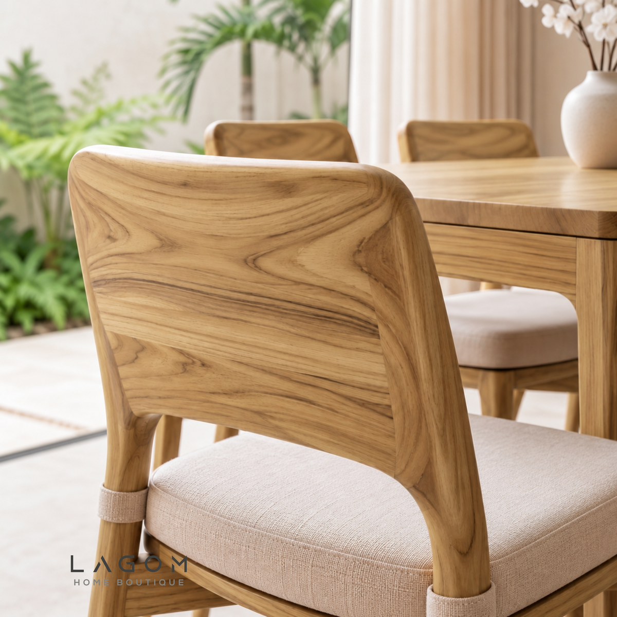 5-Seater Teak Dining Set with Chair and Bench Seating
