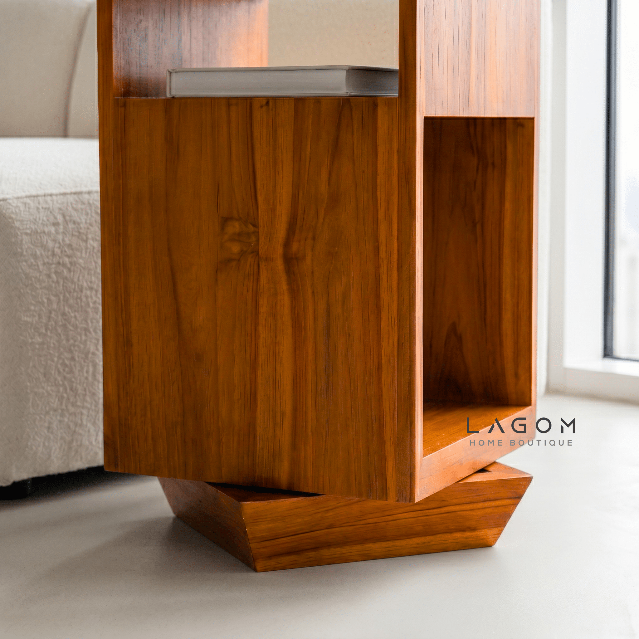 360° Rotating Teak Side Table - Side Table - Lagom Home Boutique