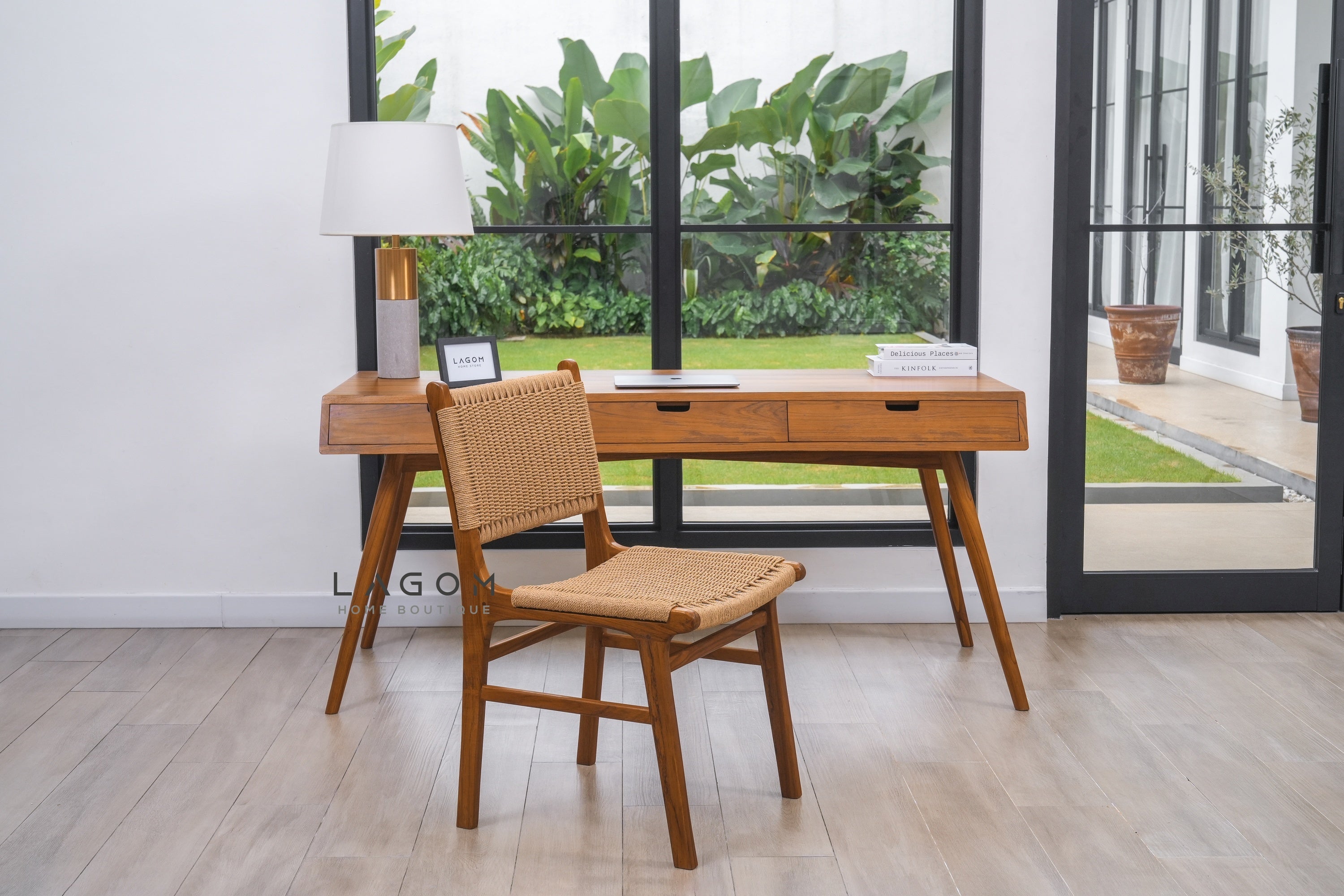 Minimalist Desk in Solid Teak Wood