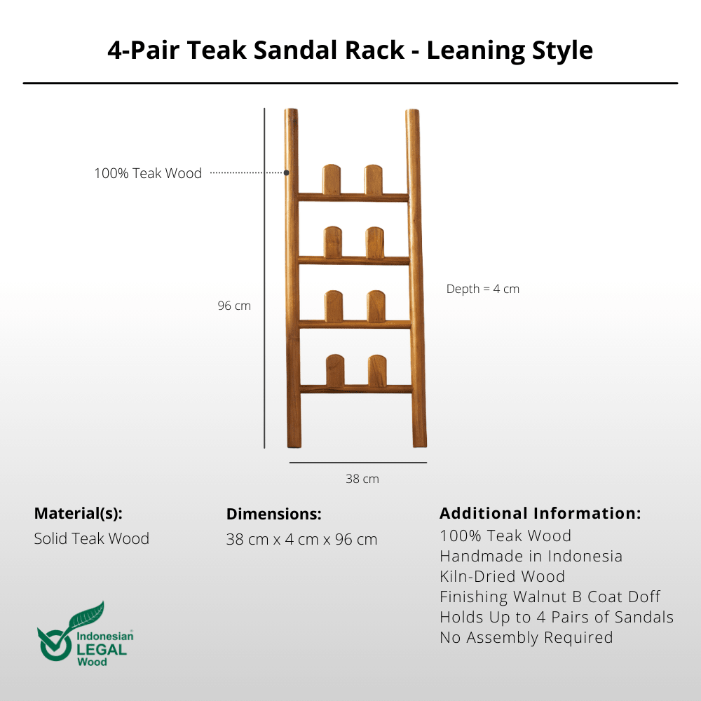 4 - Pair Teak Sandal Rack - Leaning Style - Sandal Rack - Lagom Home Boutique