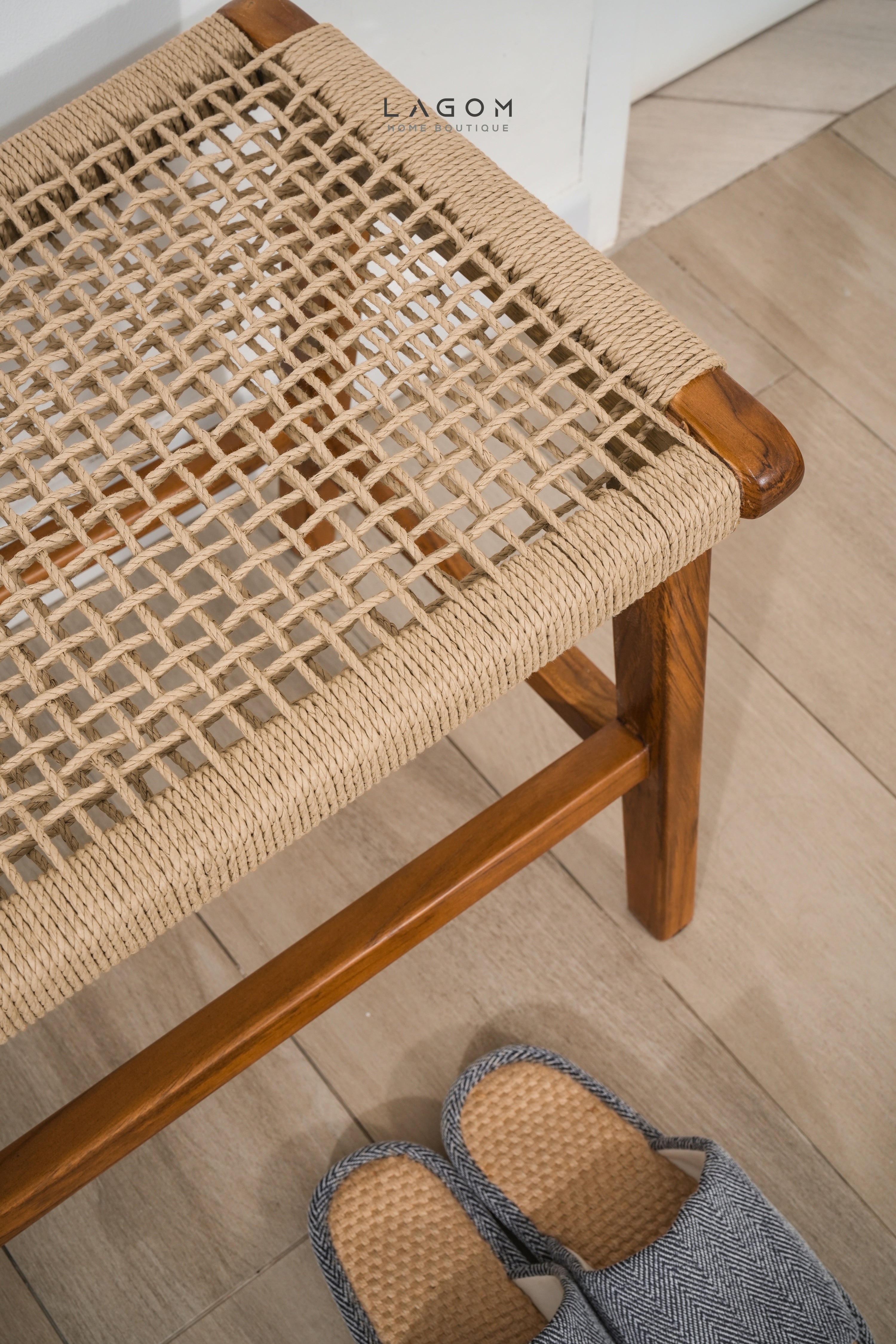 Premium Bench in Teak Wood & Loom