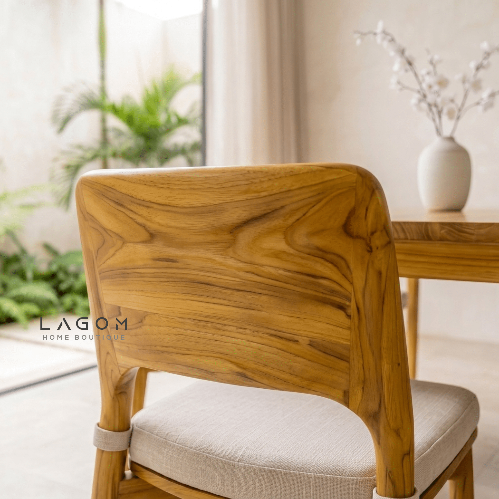 5-Seater Teak Dining Set with Chair and Bench Seating-Dining Set-Lagom Home Boutique