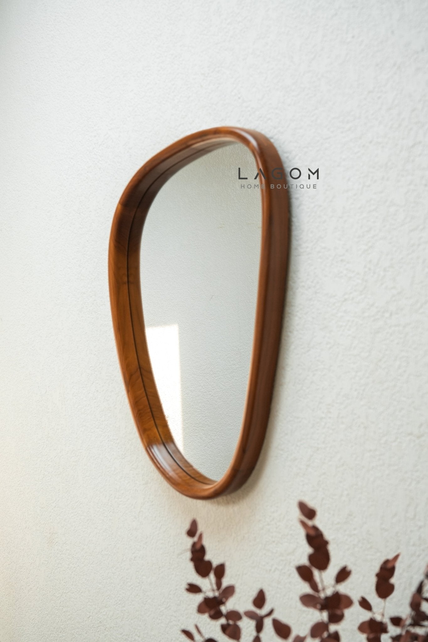 55 cm Asymmetrical Teak Wall Mirror - Mirror - Lagom Home Boutique