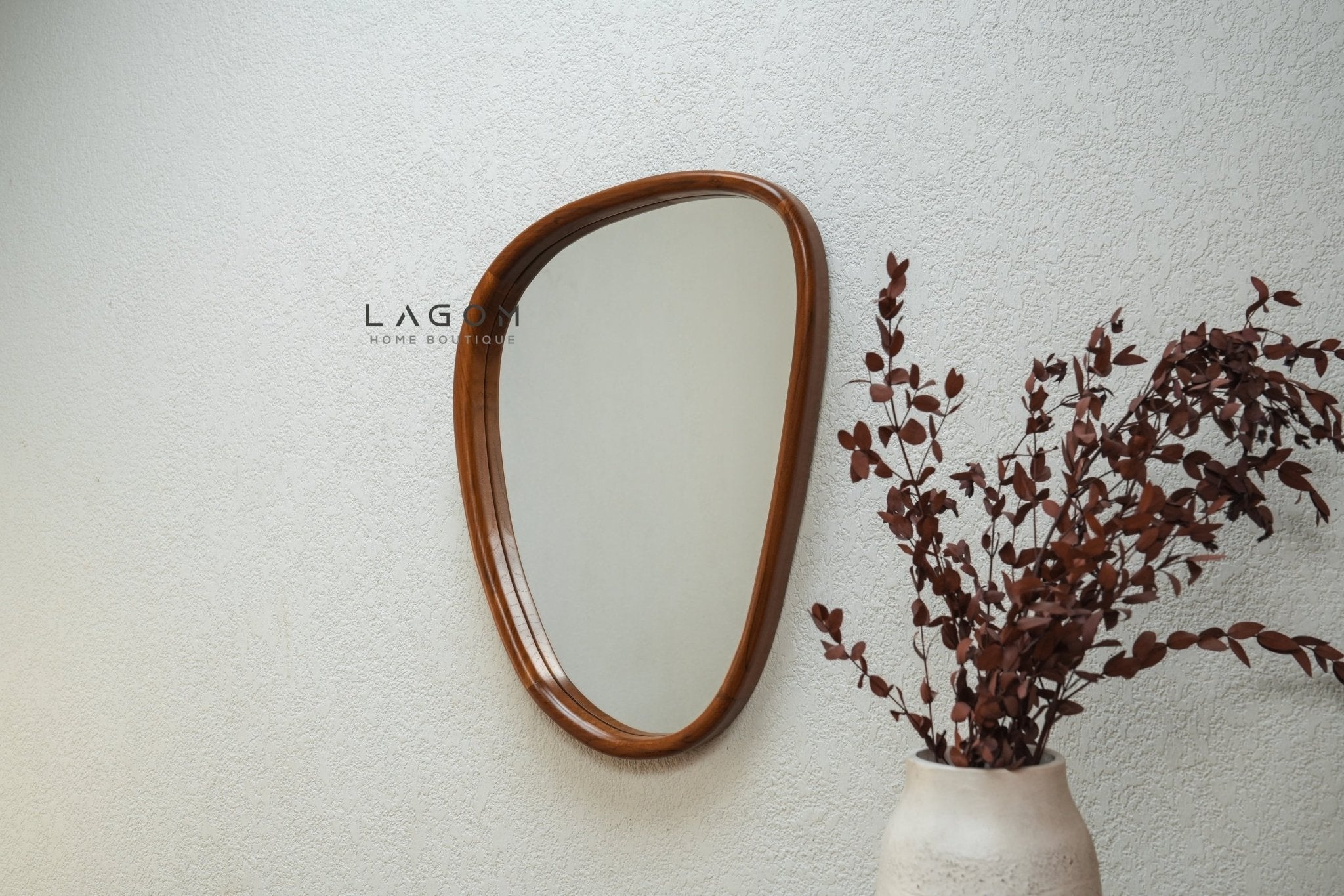 55 cm Asymmetrical Teak Wall Mirror - Mirror - Lagom Home Boutique