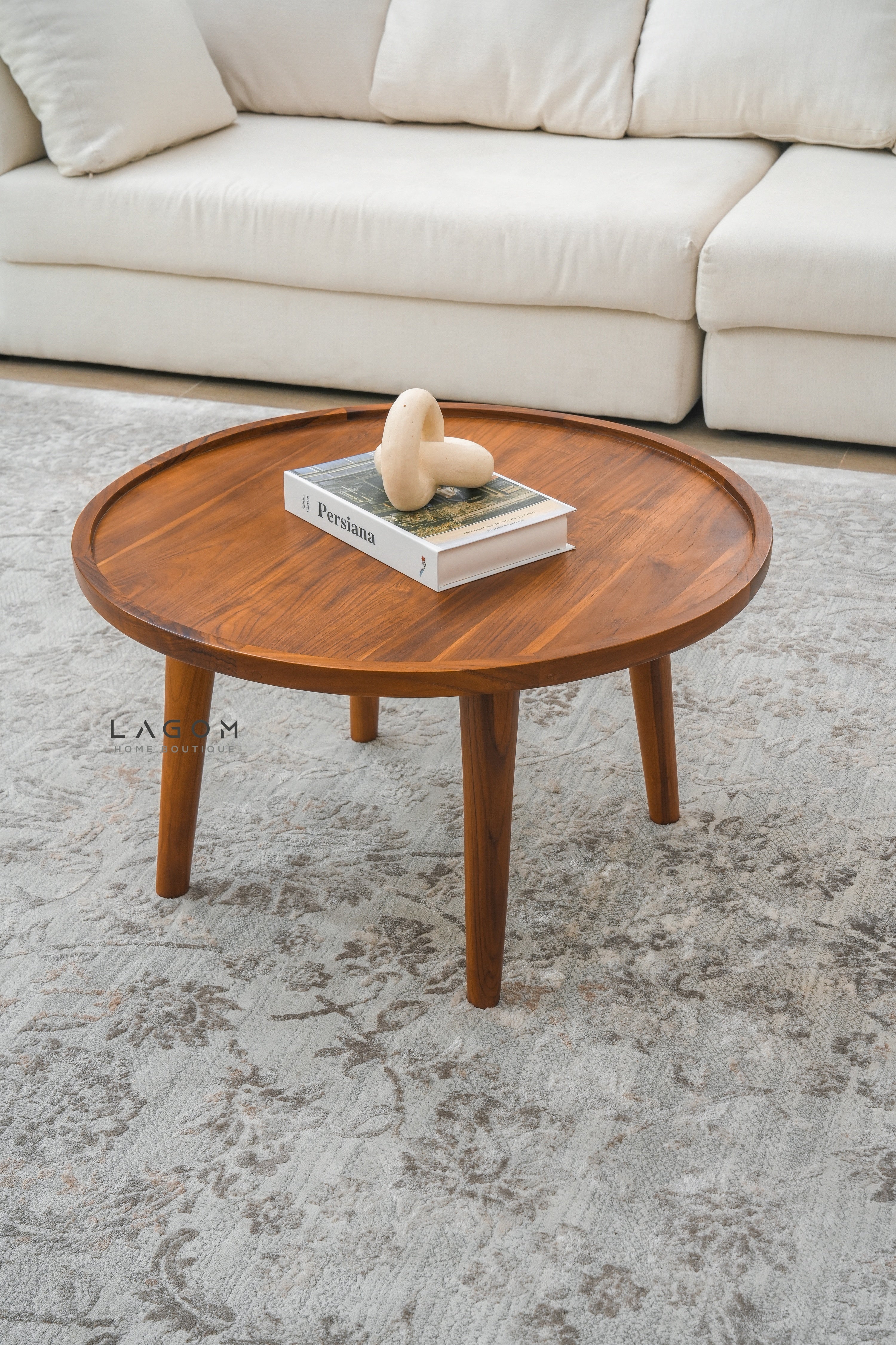 71 cm Round Coffee Table in Solid Teak Wood