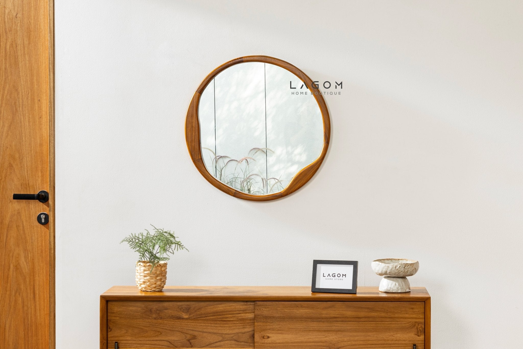 60 cm Round Teak Wall Mirror - Mirror - Lagom Home Boutique