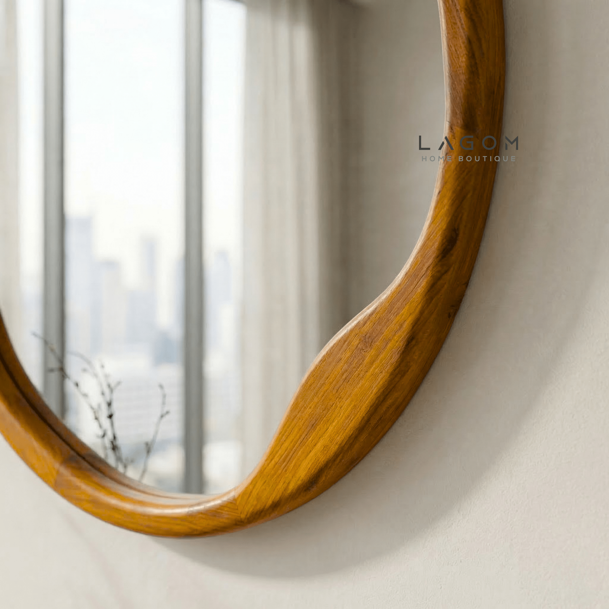 60 cm Round Teak Wall Mirror - Mirror - Lagom Home Boutique