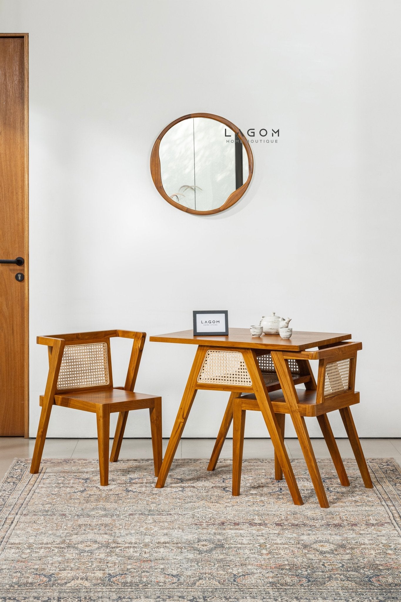 60 cm Round Teak Wall Mirror - Mirror - Lagom Home Boutique