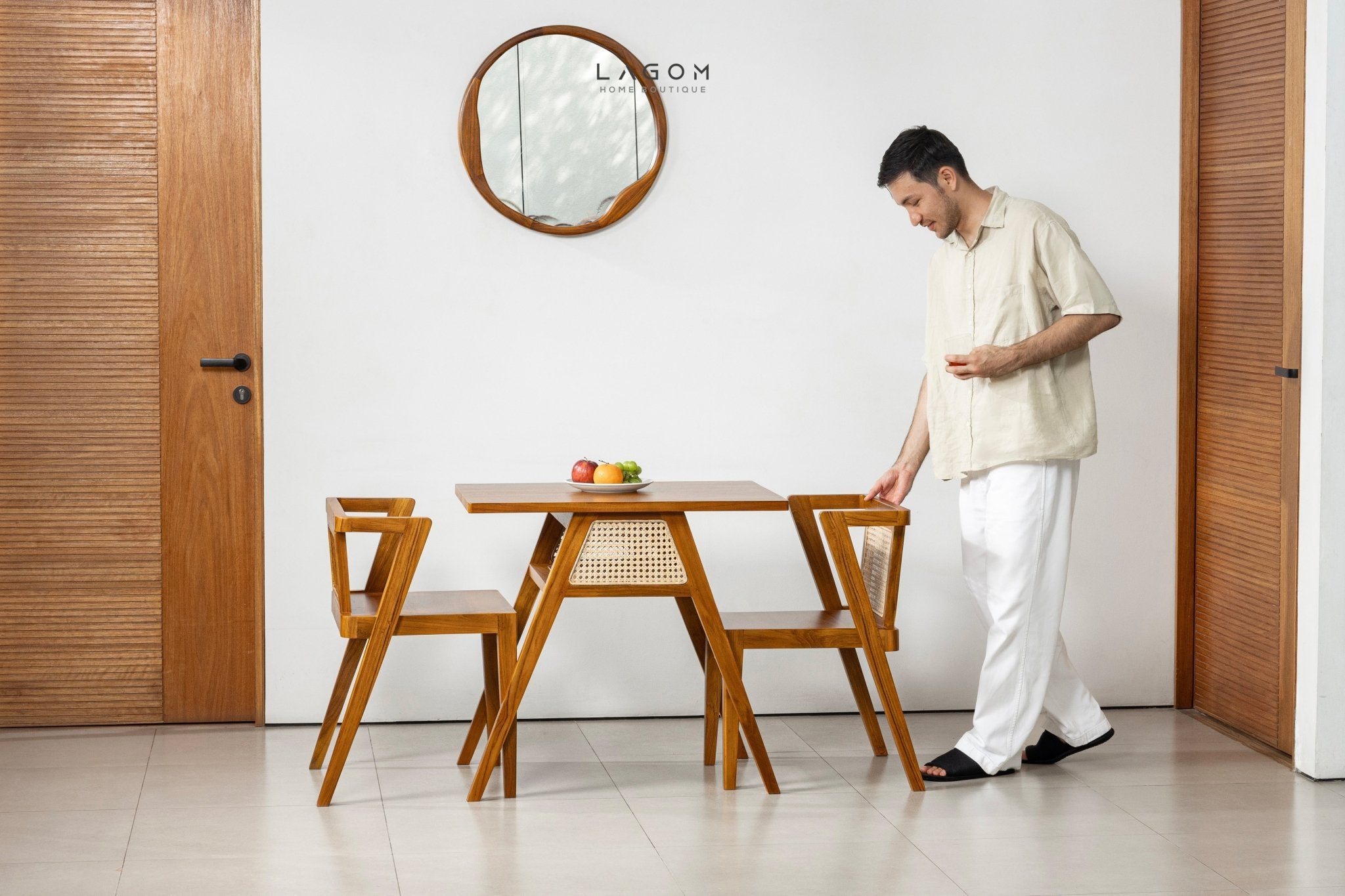 60 cm Round Teak Wall Mirror - Mirror - Lagom Home Boutique