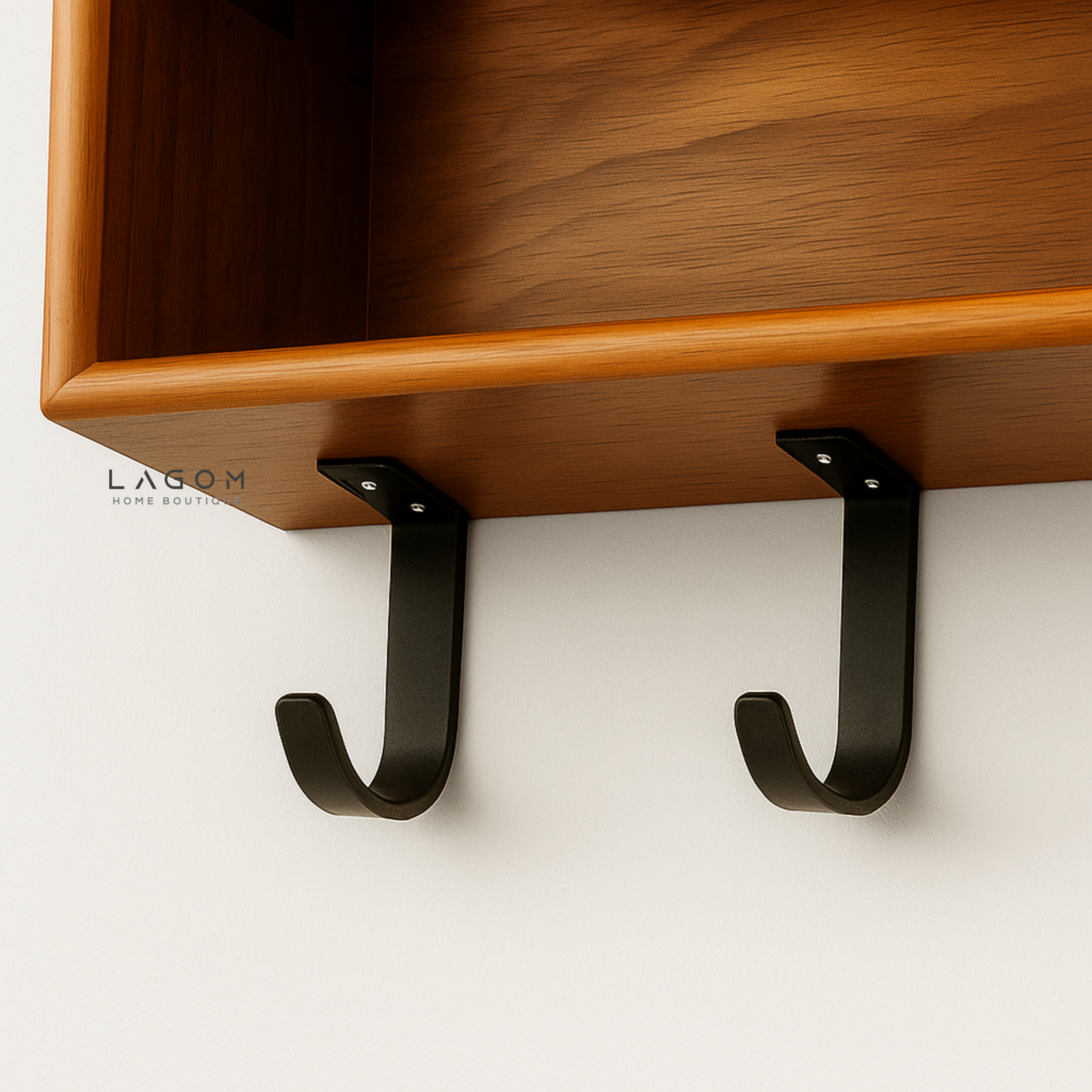 Minimalist Teak Wall Hanger with Shelf