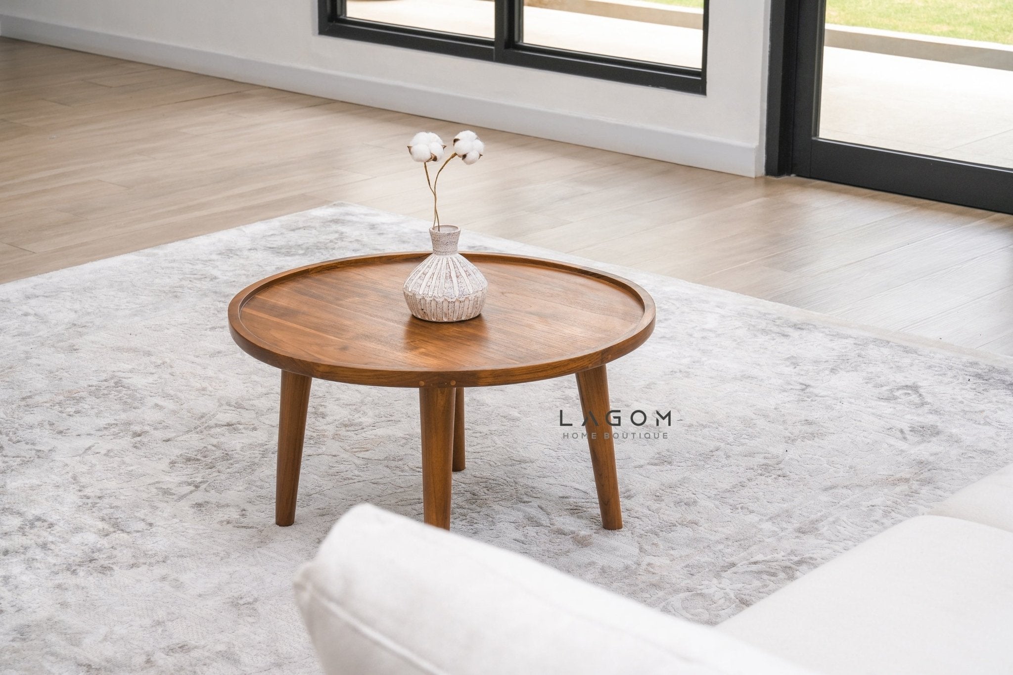 71 cm Round Coffee Table in Solid Teak Wood - Coffee Table - Lagom Home Boutique