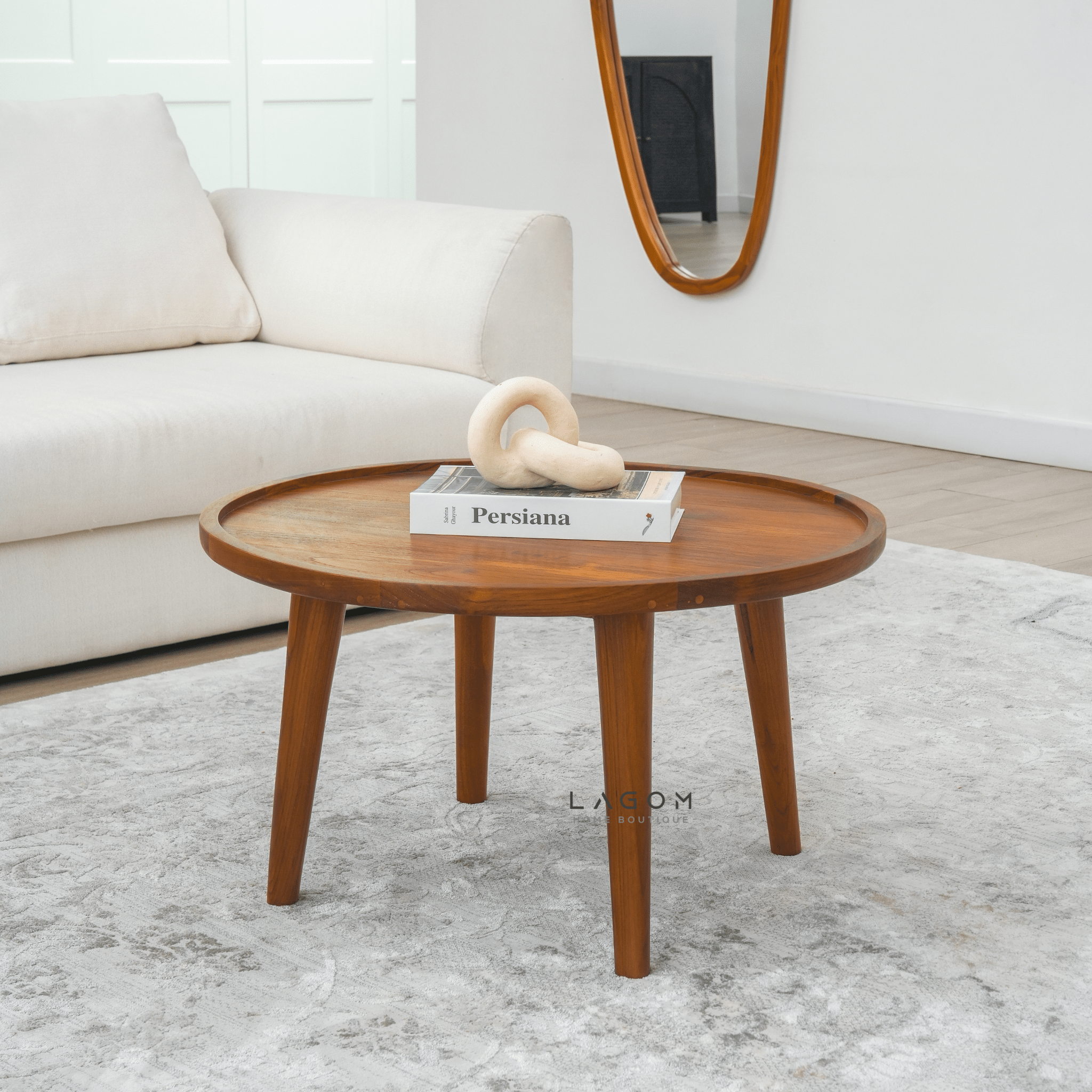 71 cm Round Coffee Table in Solid Teak Wood - Coffee Table - Lagom Home Boutique