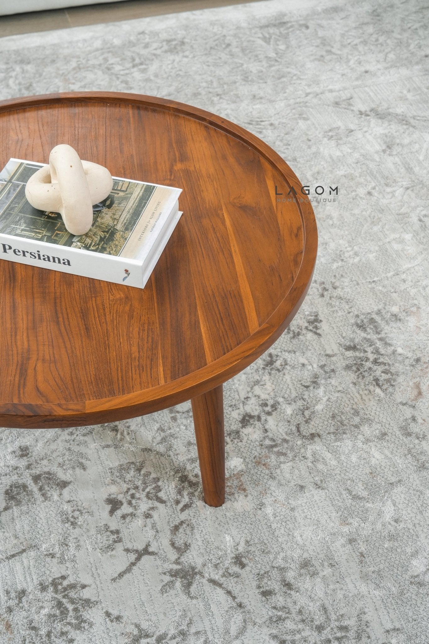71 cm Round Coffee Table in Solid Teak Wood - Coffee Table - Lagom Home Boutique
