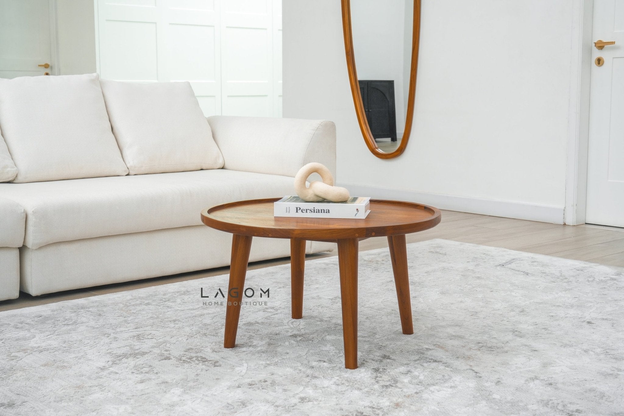 71 cm Round Coffee Table in Solid Teak Wood - Coffee Table - Lagom Home Boutique