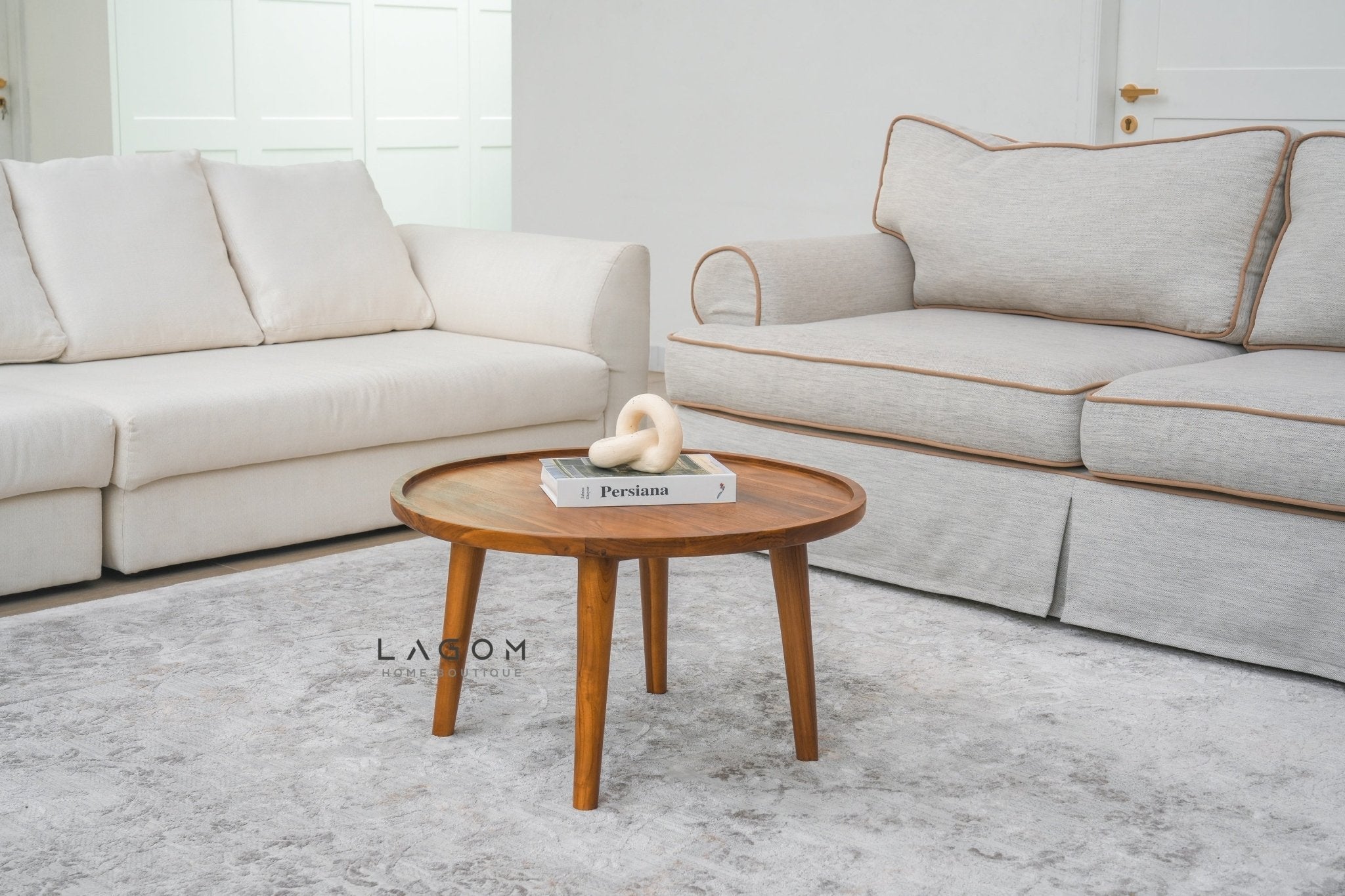71 cm Round Coffee Table in Solid Teak Wood - Coffee Table - Lagom Home Boutique