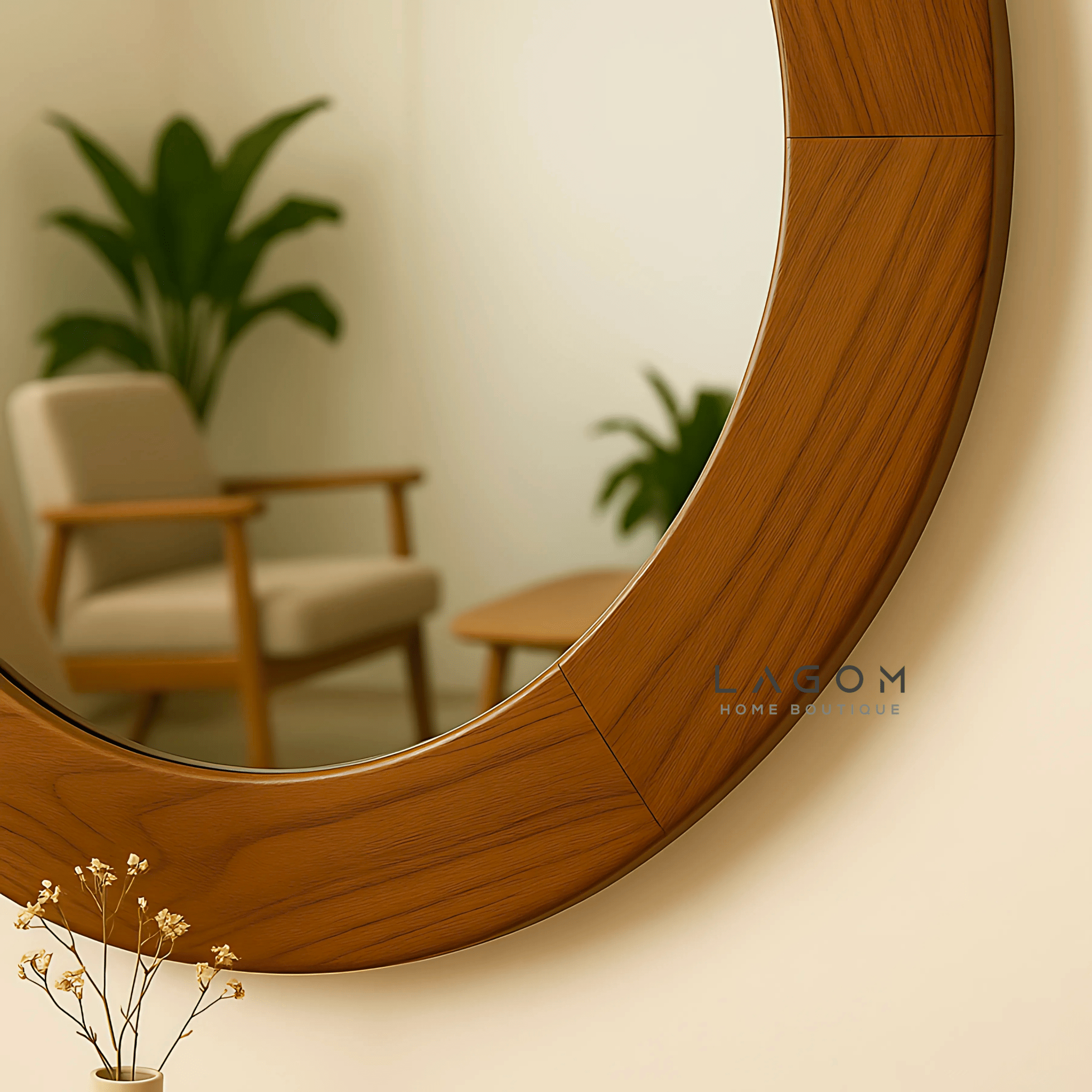 76 cm Round Teak Wall Mirror - Mirror - Lagom Home Boutique
