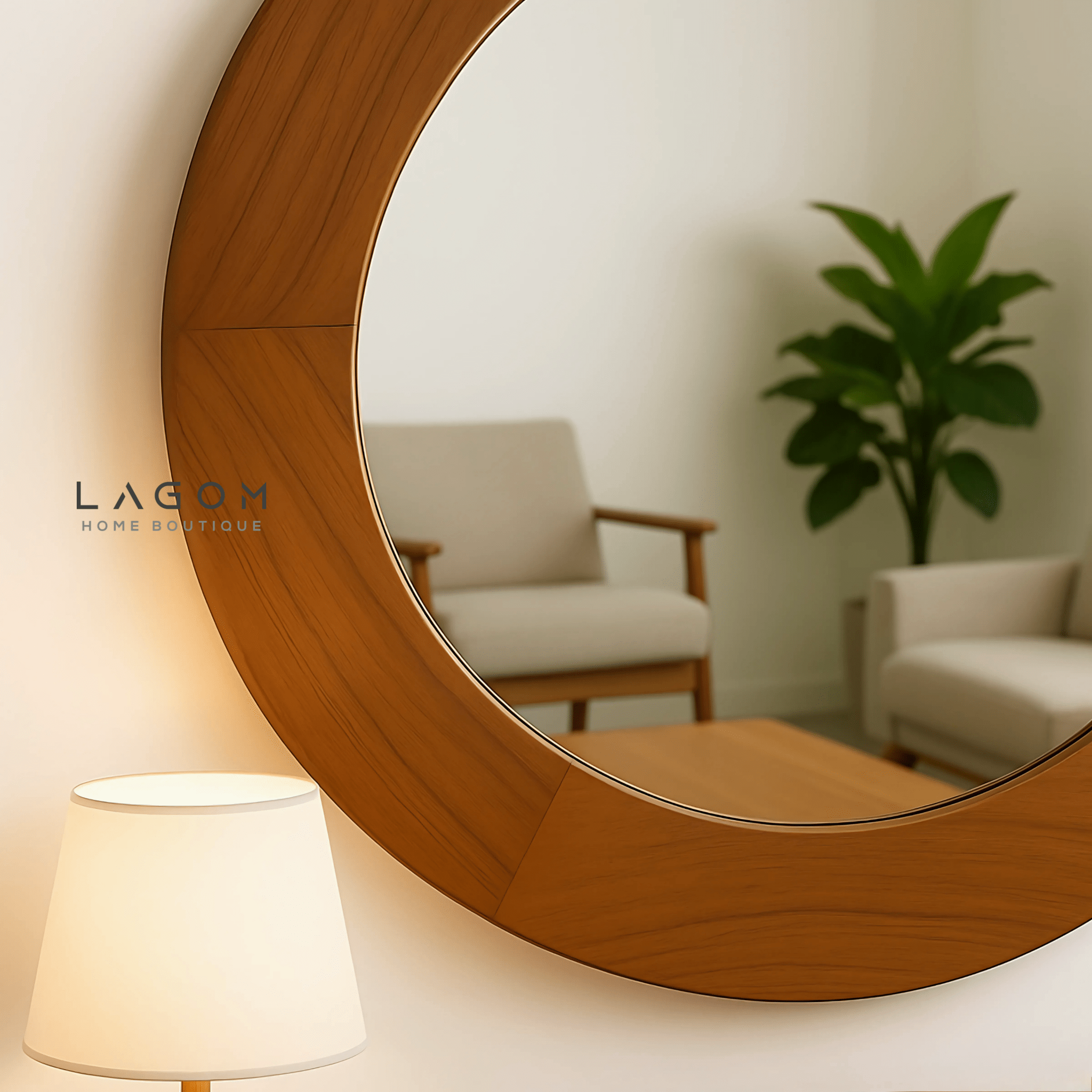 76 cm Round Teak Wall Mirror - Mirror - Lagom Home Boutique