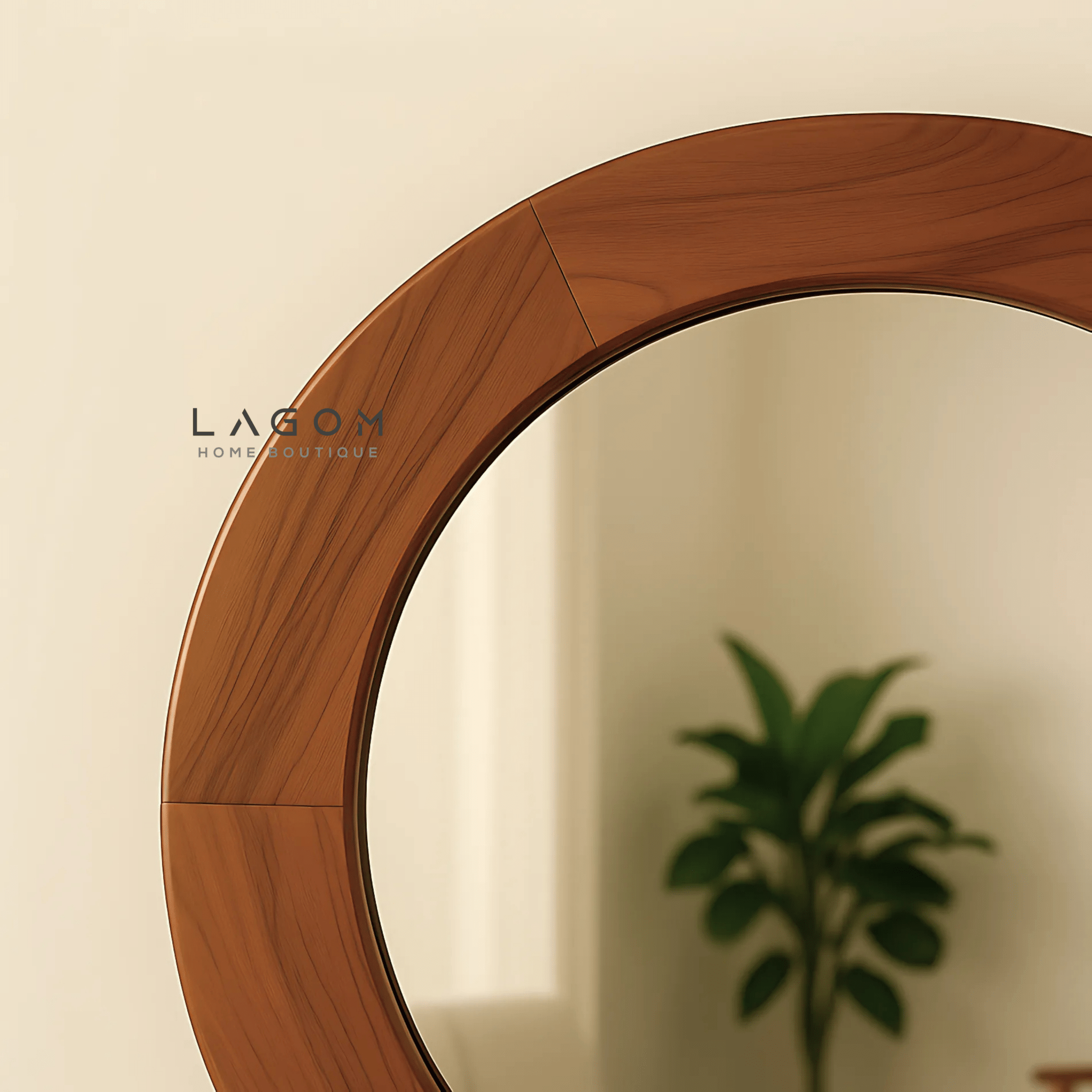 76 cm Round Teak Wall Mirror - Mirror - Lagom Home Boutique