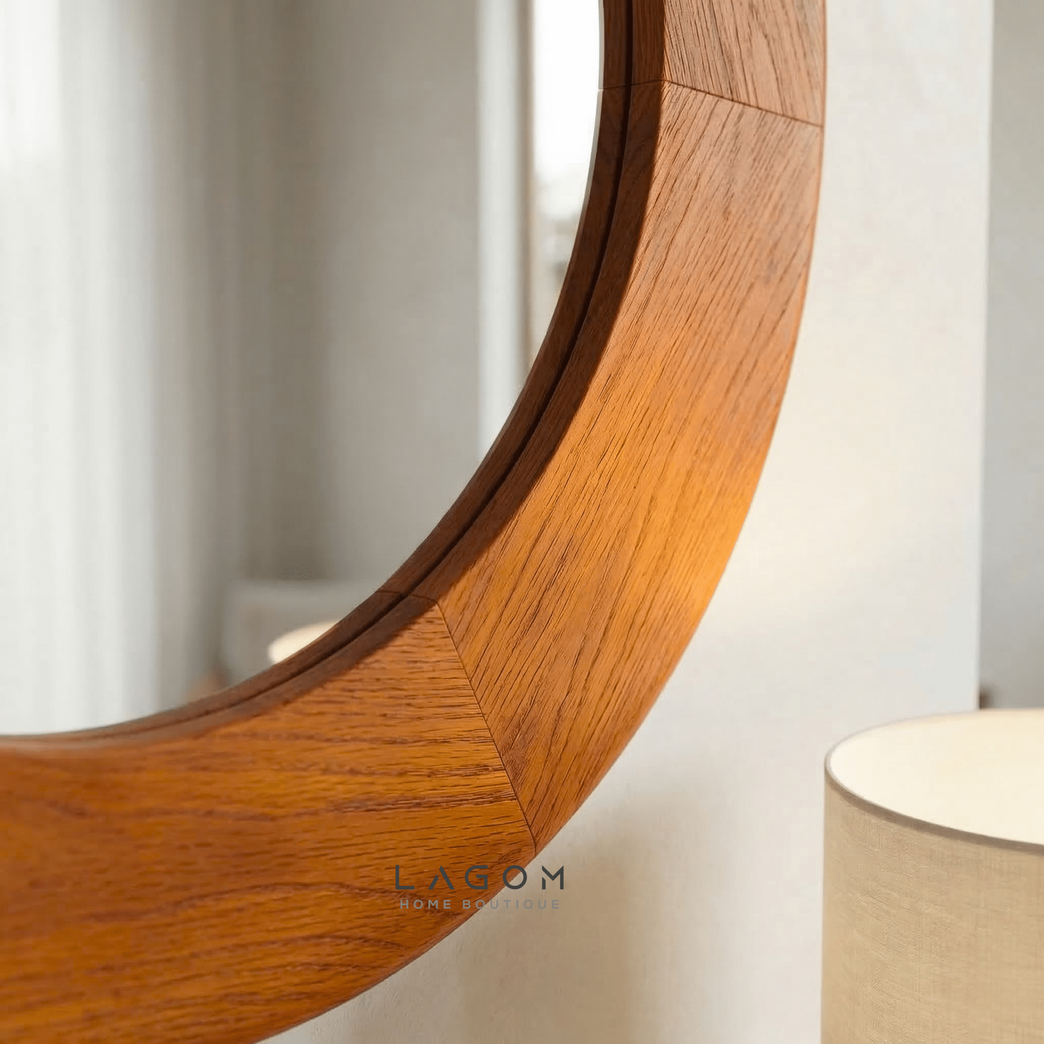 76 cm Round Teak Wall Mirror - Mirror - Lagom Home Boutique